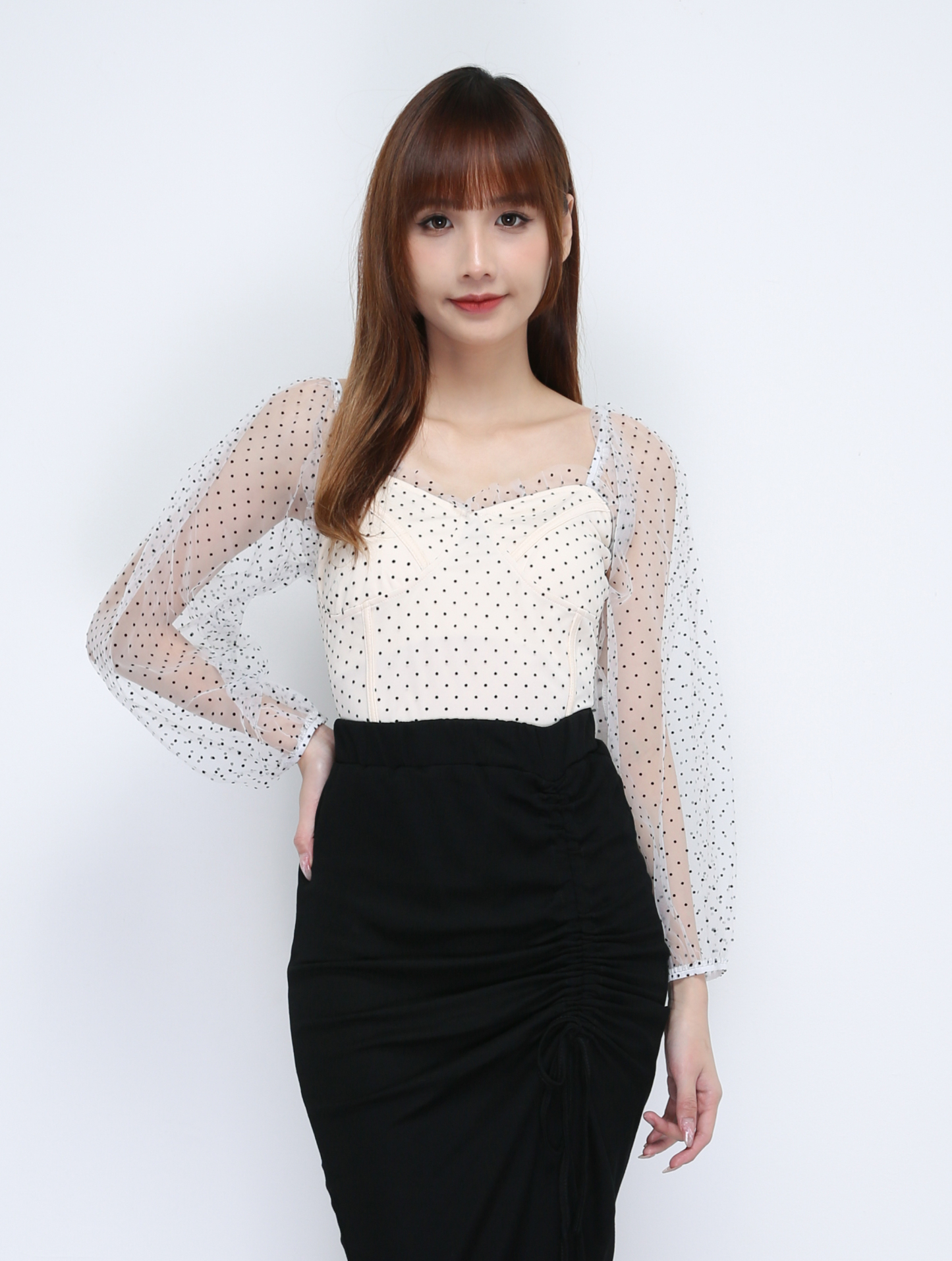 Polka Dot Long Sleeve Top 21338