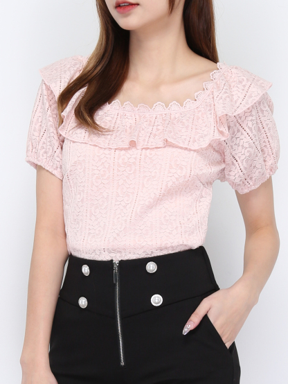 Off Shoulder Lace Ruffles Top 20233
