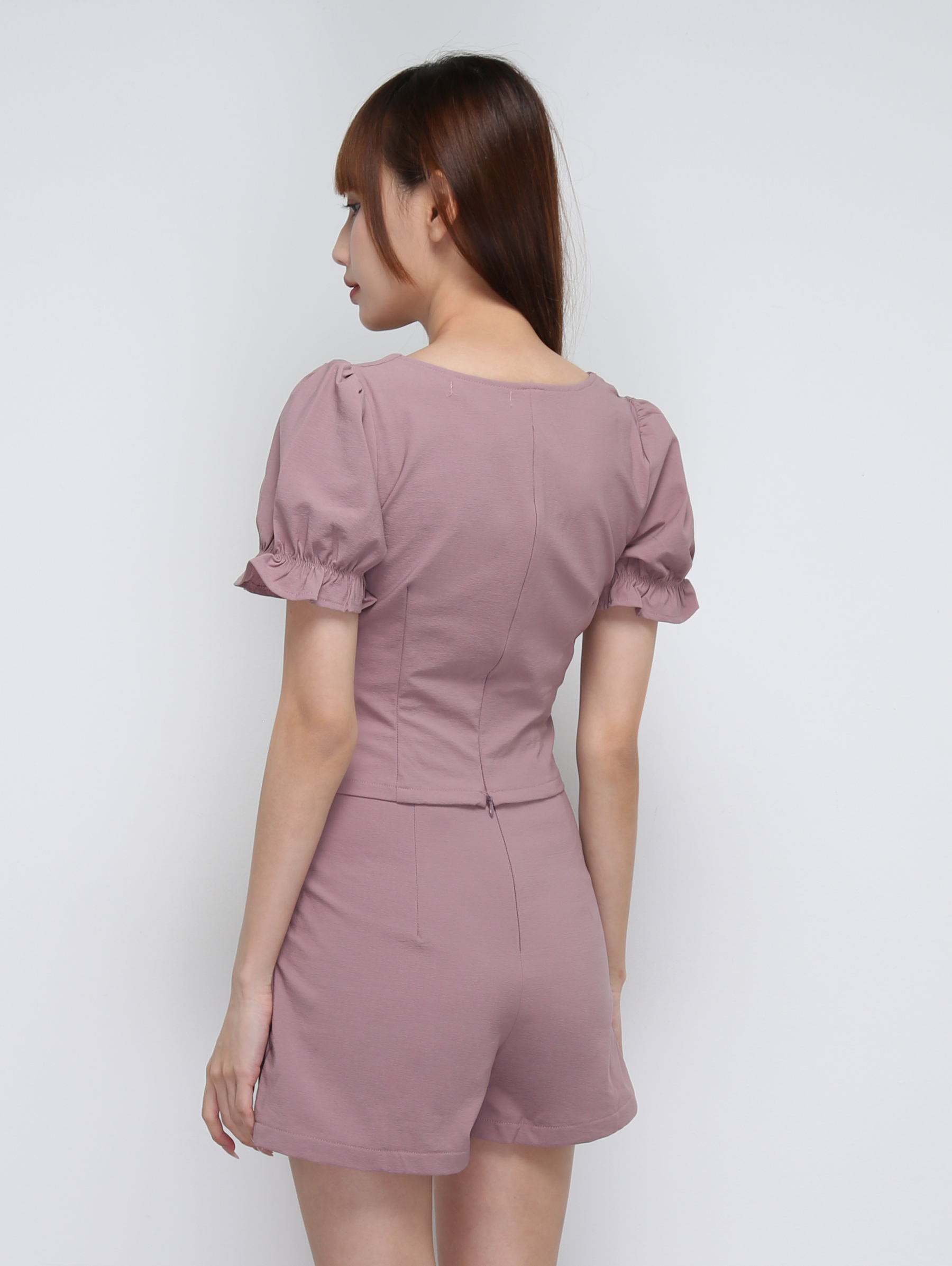 Sweetheart Neckline With Puff Sleeve Set 21274