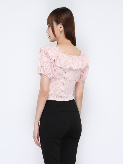 Off Shoulder Lace Ruffles Top 20233