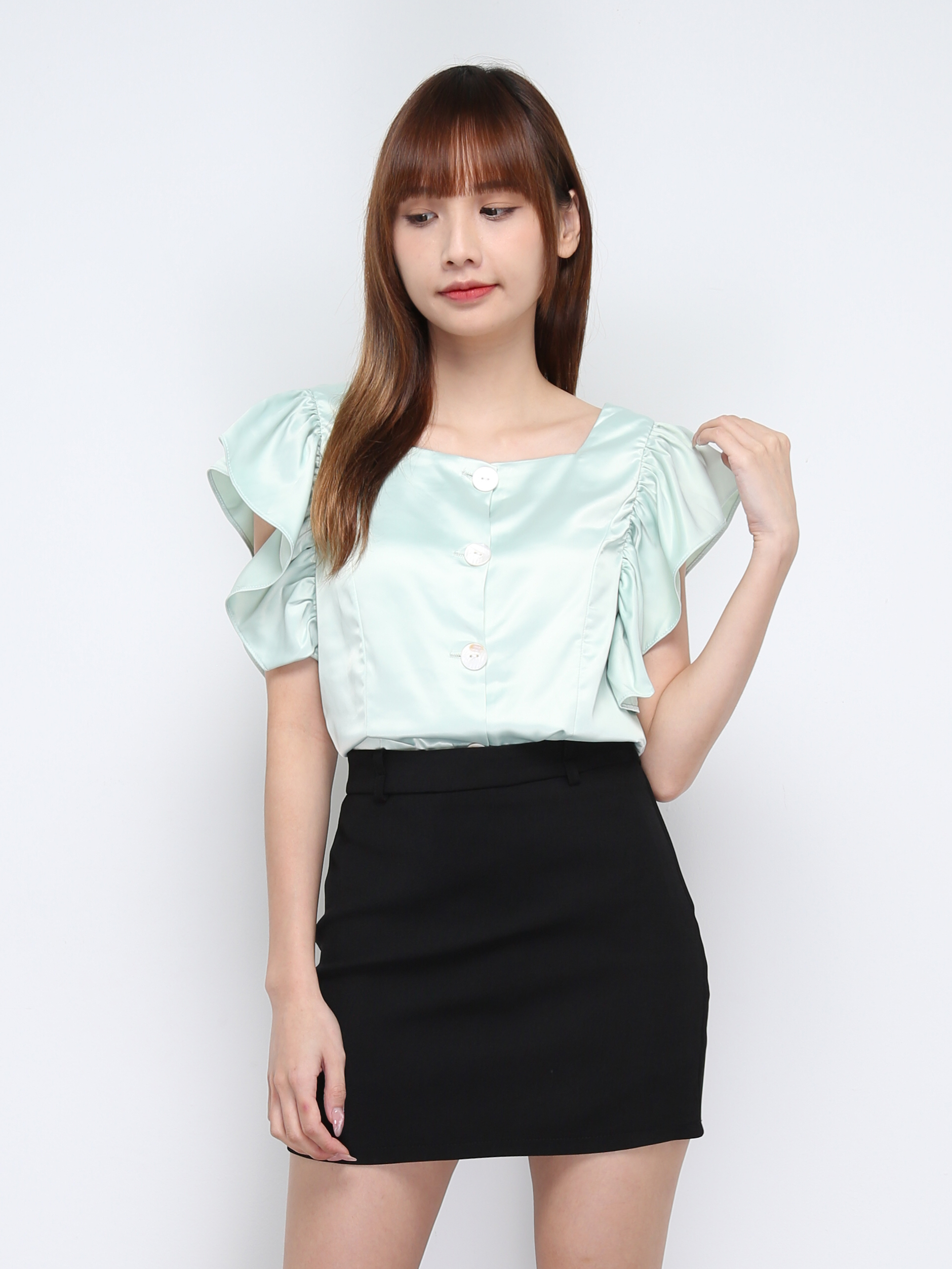 Square Neck Butterfly Sleeve Top 21246