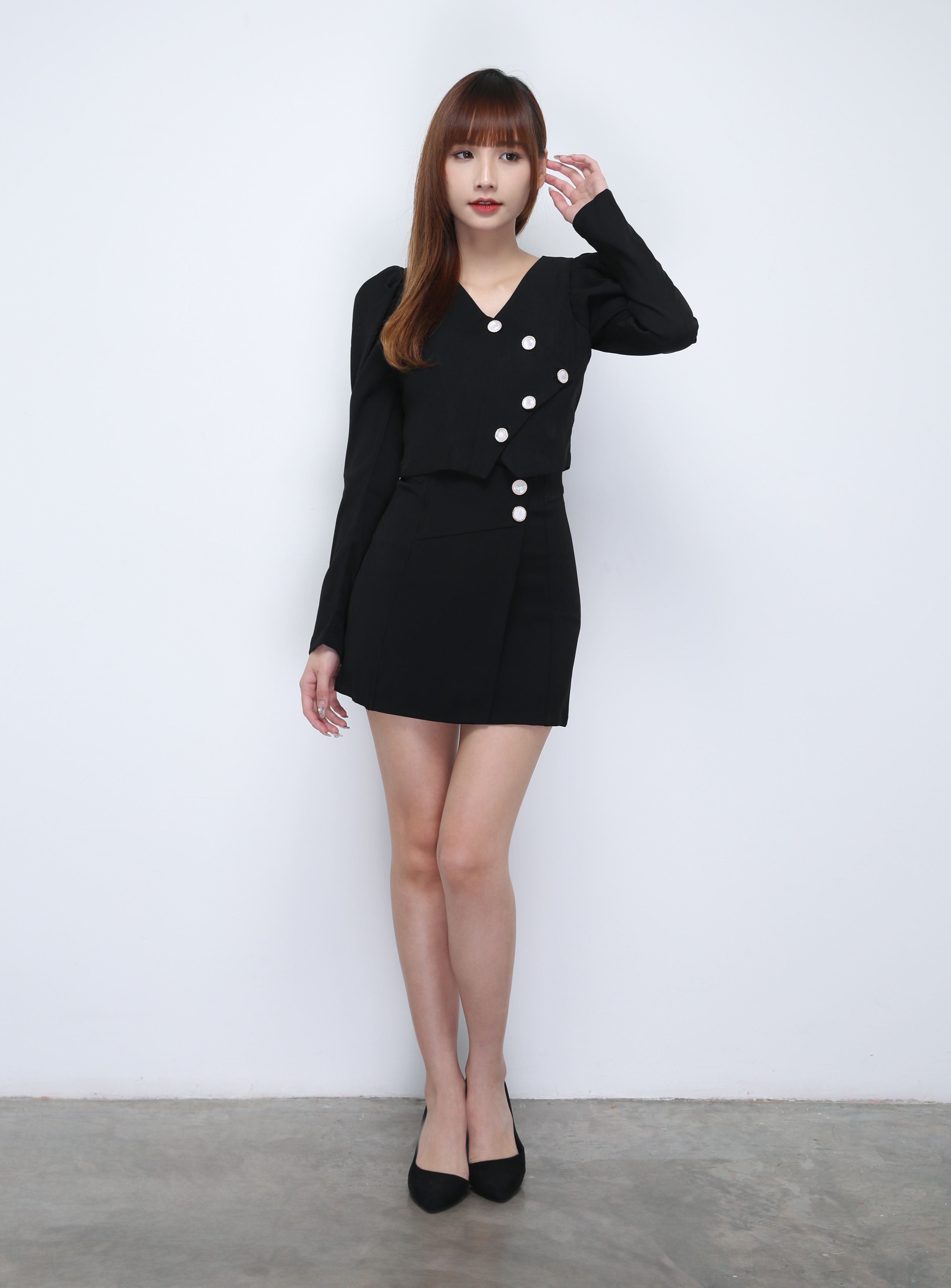 V Neck Long Sleeve Front Button Top 21859