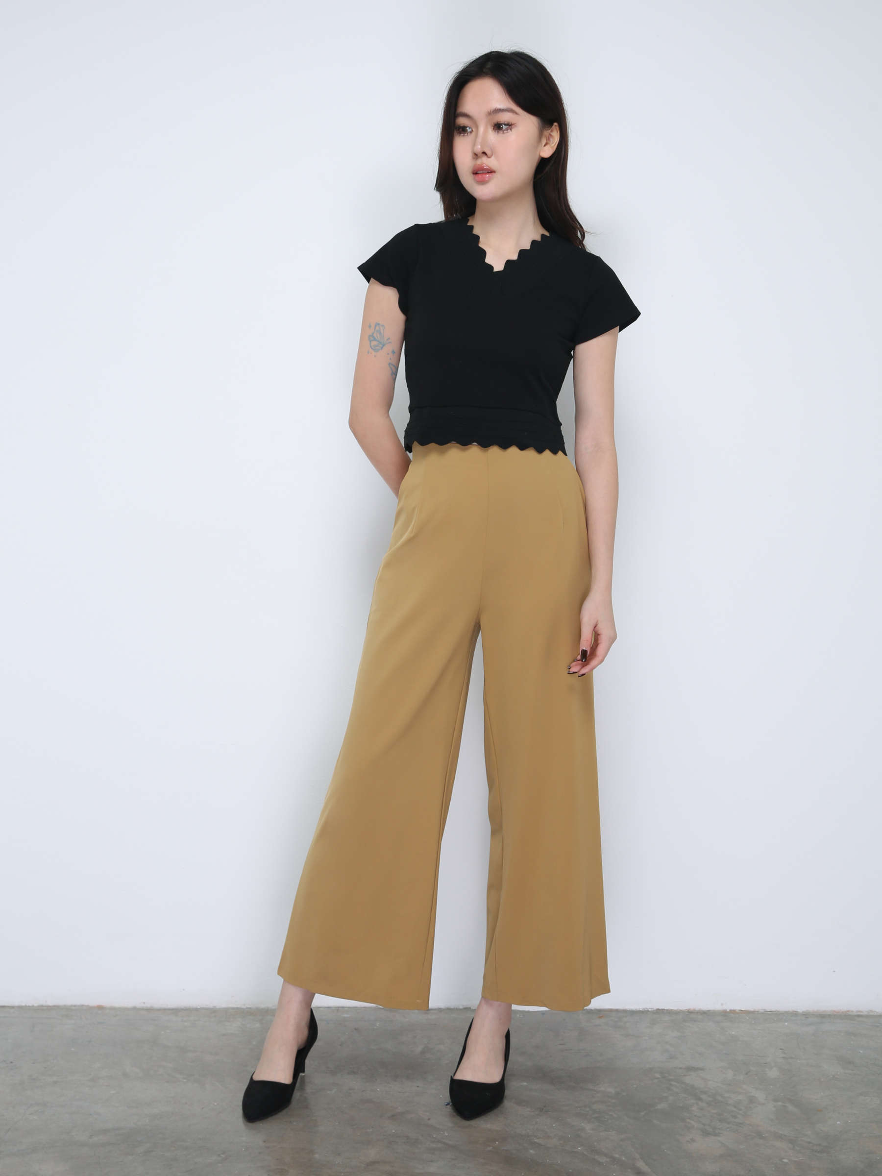 Wide Leg With Waist Strap Long Pants 21635