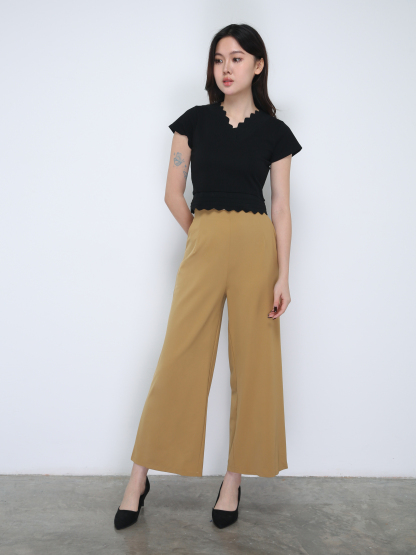 Wide Leg With Waist Strap Long Pants 21635