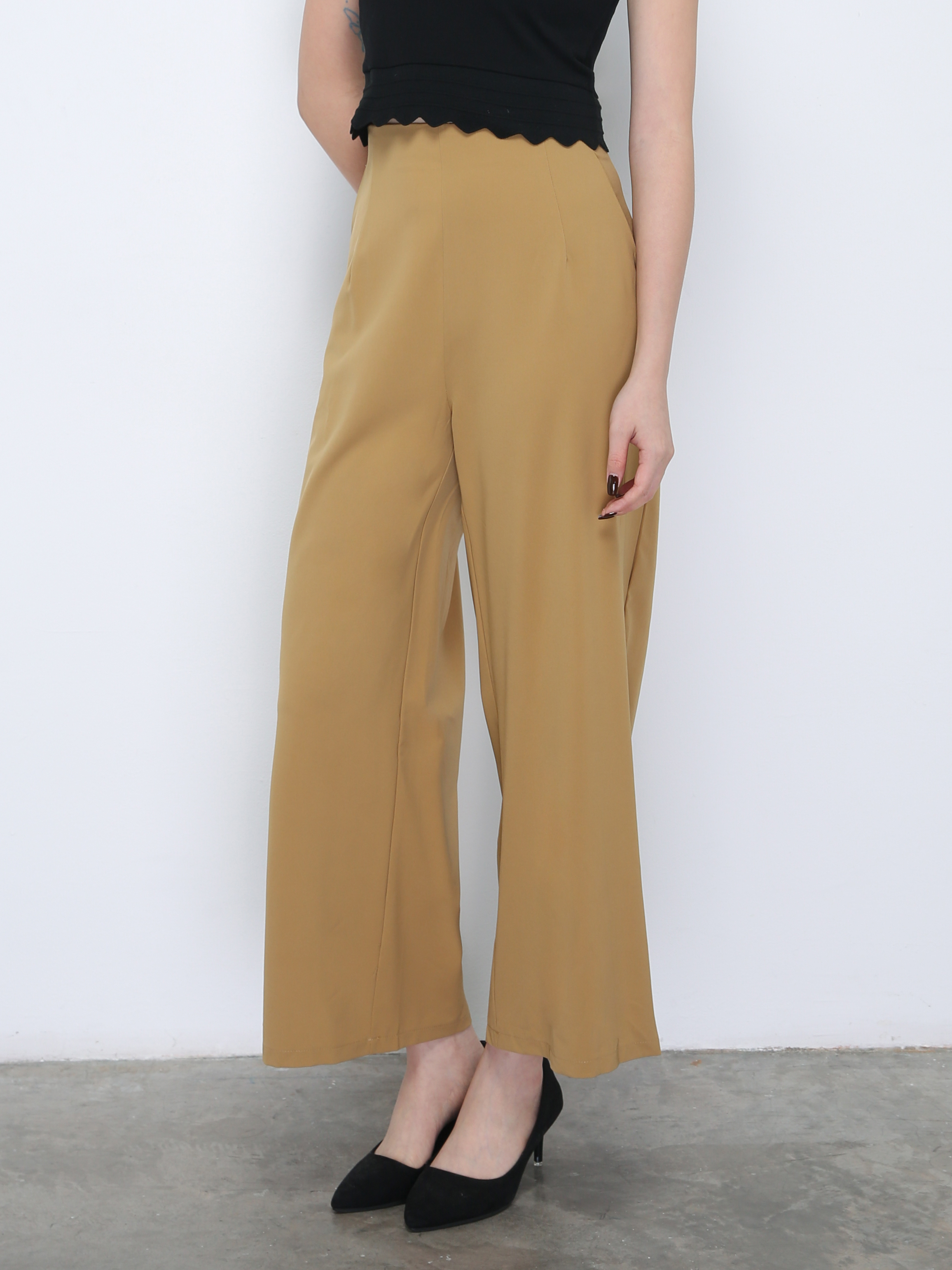 Wide Leg With Waist Strap Long Pants 21635