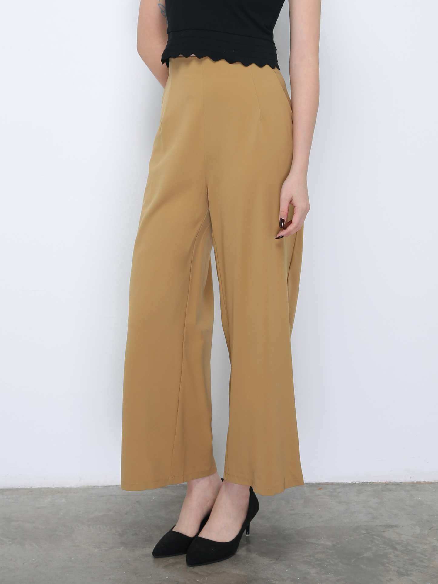 Wide Leg With Waist Strap Long Pants 21635
