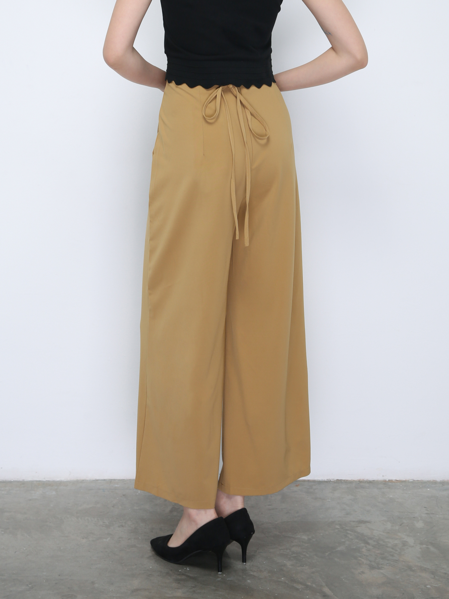 Wide Leg With Waist Strap Long Pants 21635