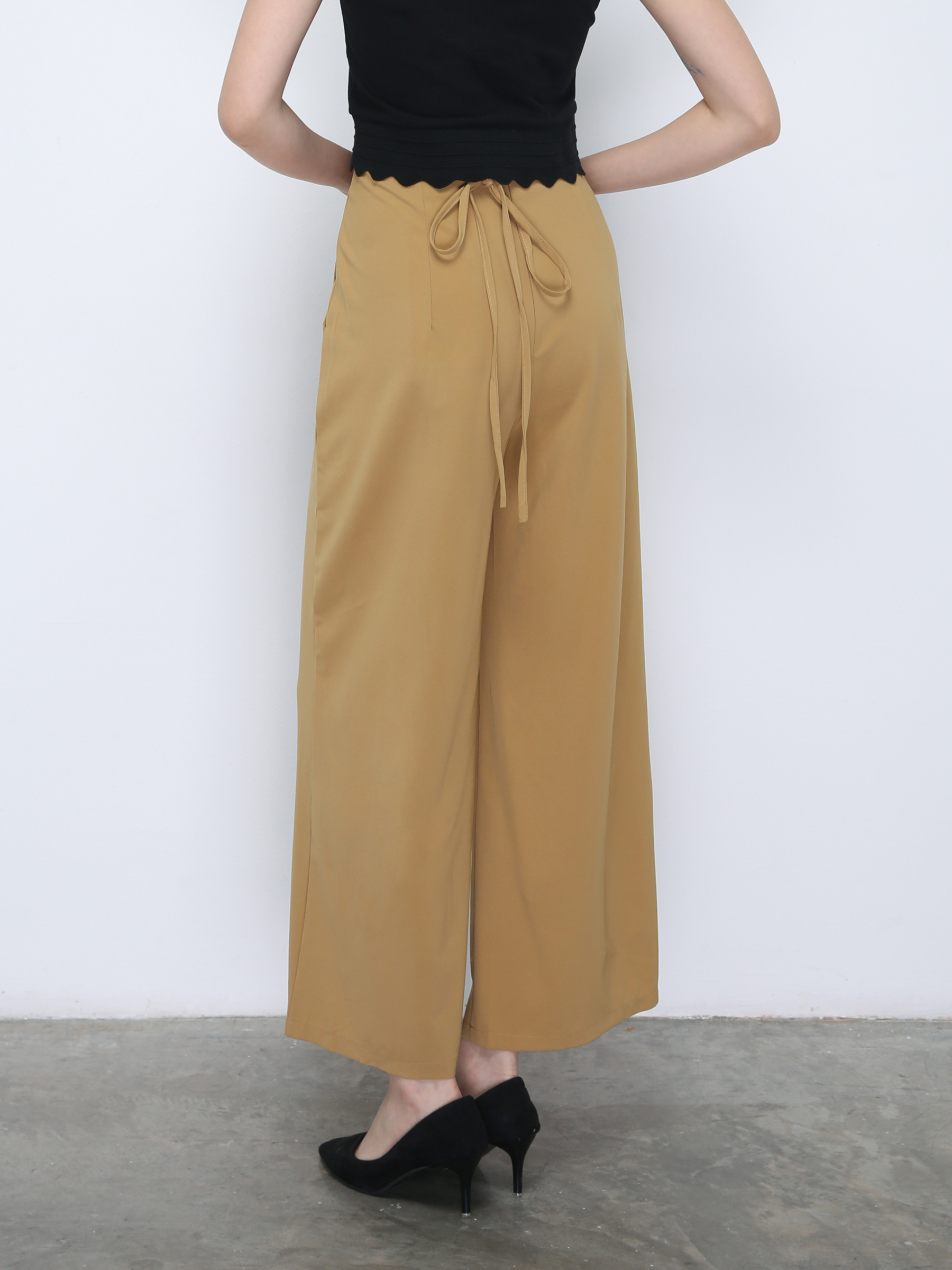 Wide Leg With Waist Strap Long Pants 21635
