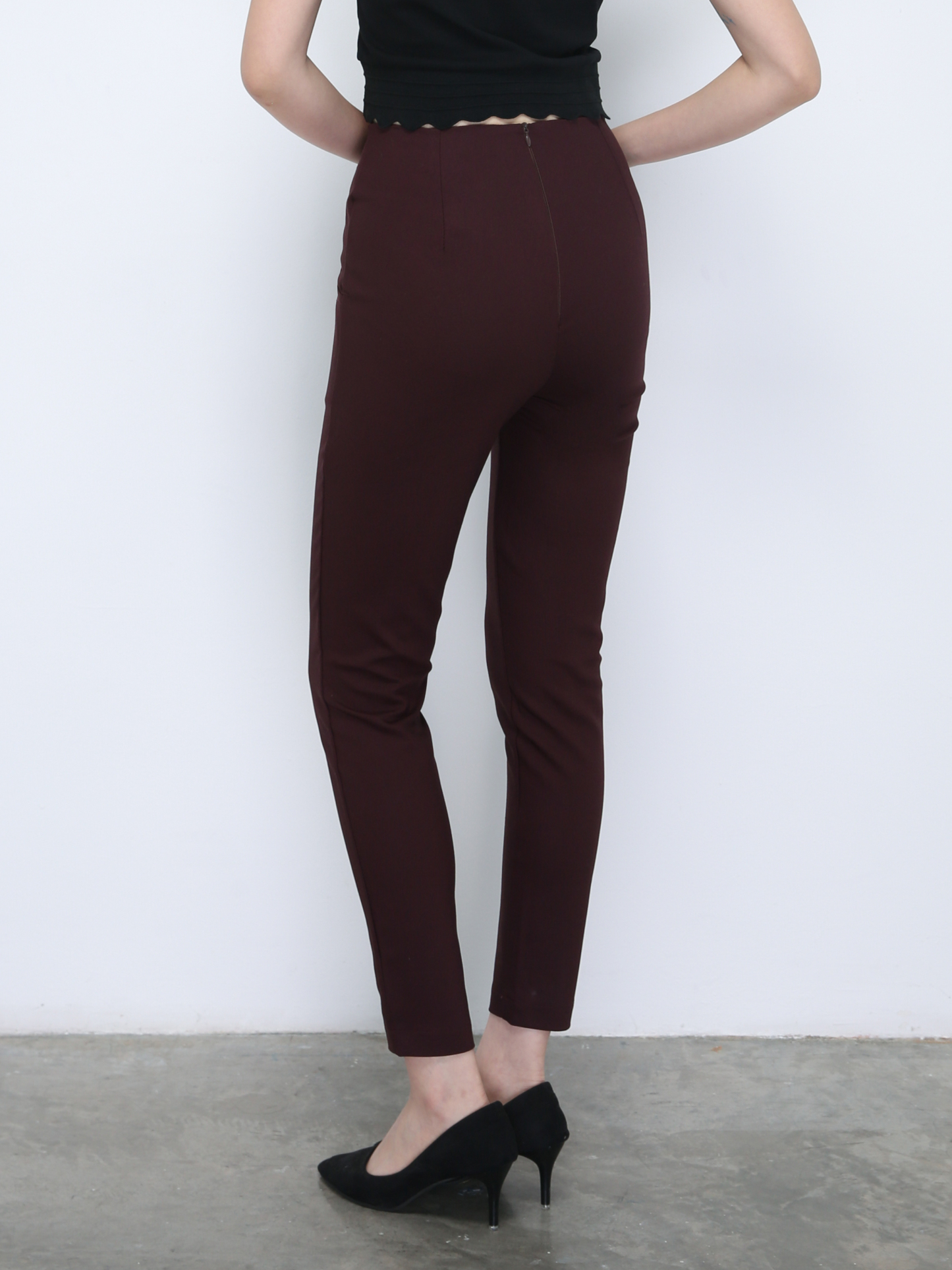 High Waist With Side Button Long Pants 21596