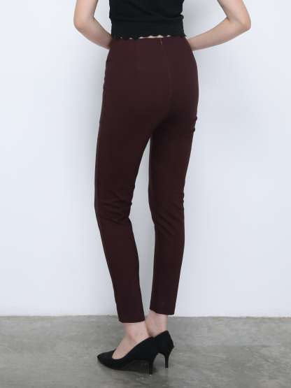 High Waist With Side Button Long Pants 21596