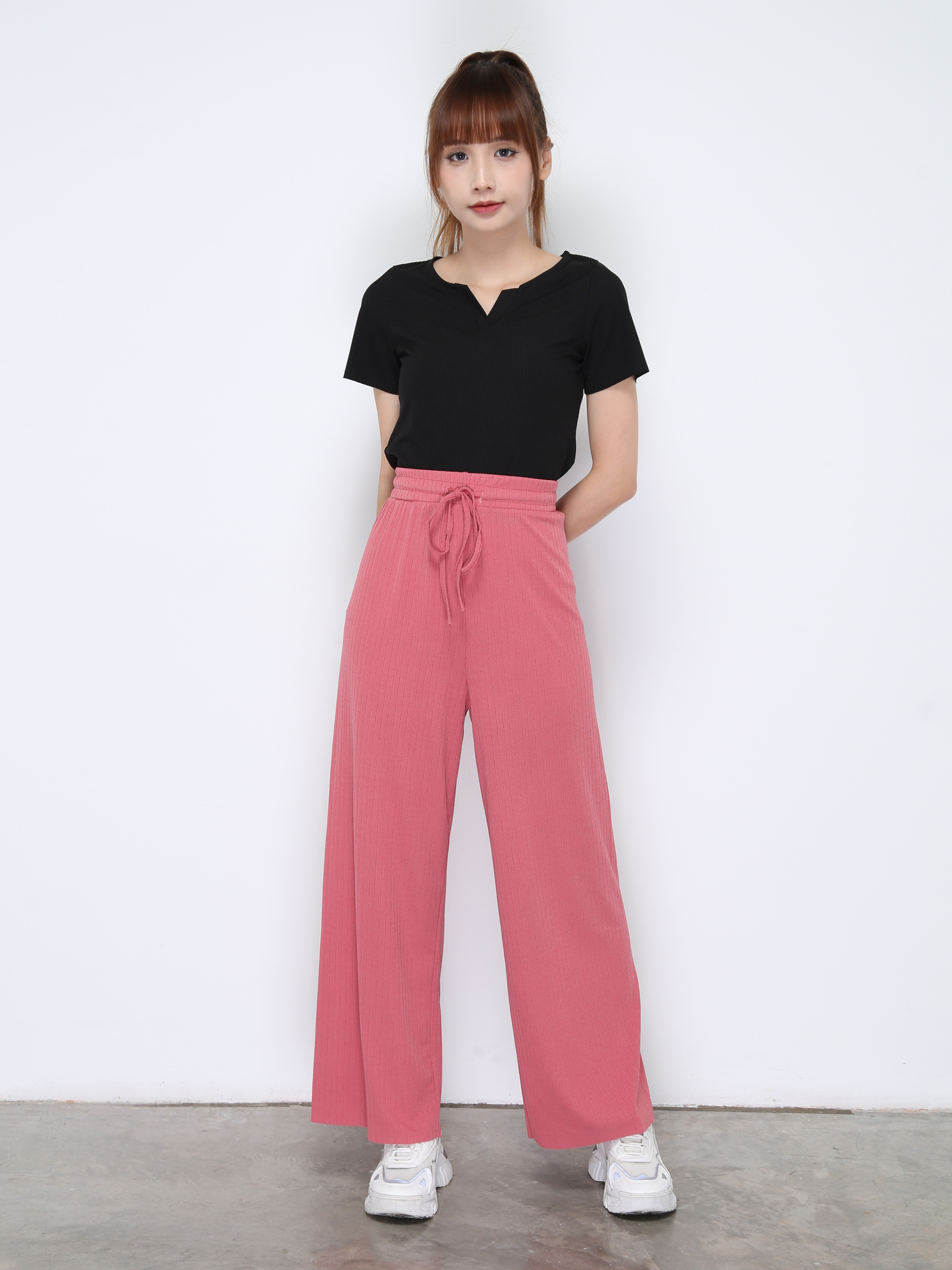 Casual Sweetheart Neckline Basic Top With Long Pants Set 20662