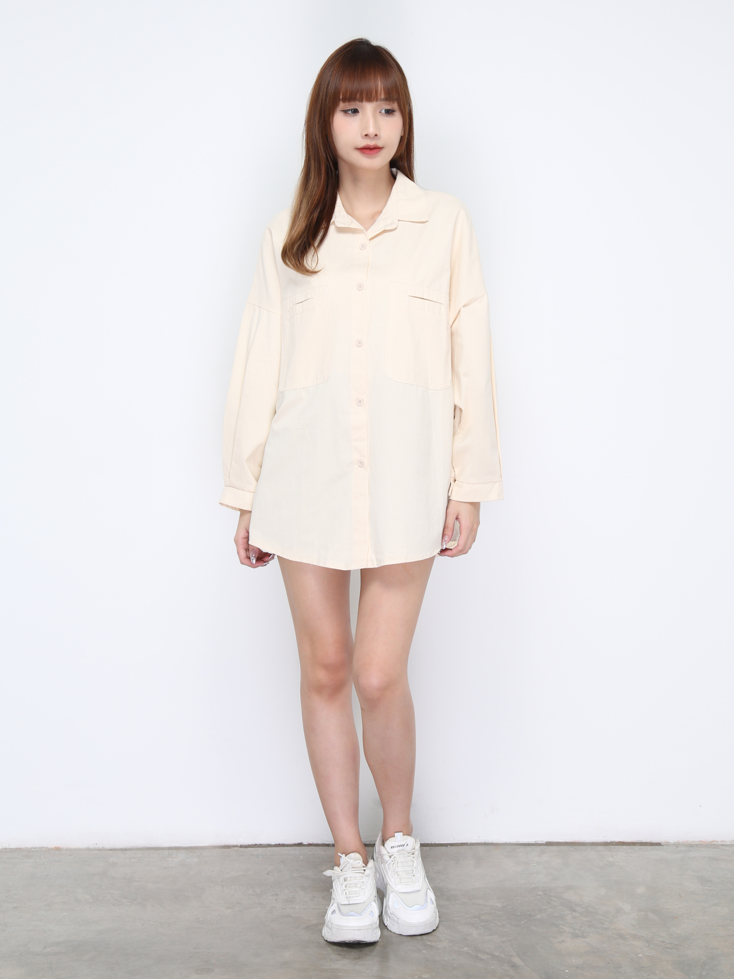 Long Sleeve Front Pocket Button Top 19932
