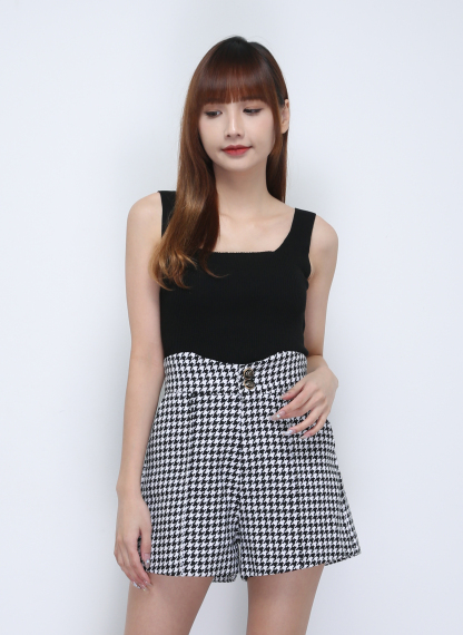 High Waist Houndstooth Short Pants 21771
