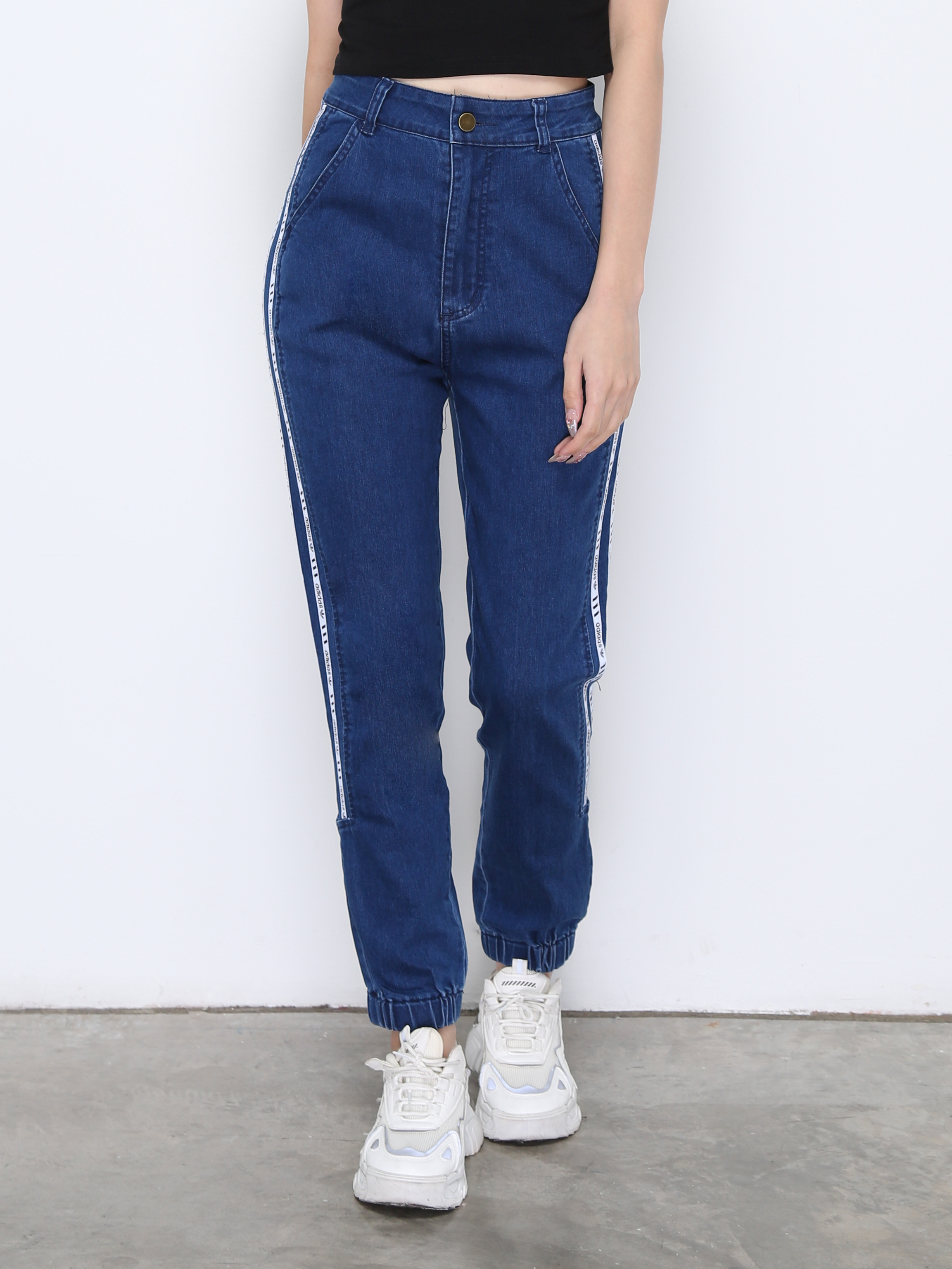Denim Side Line With Font Long Pants 20664