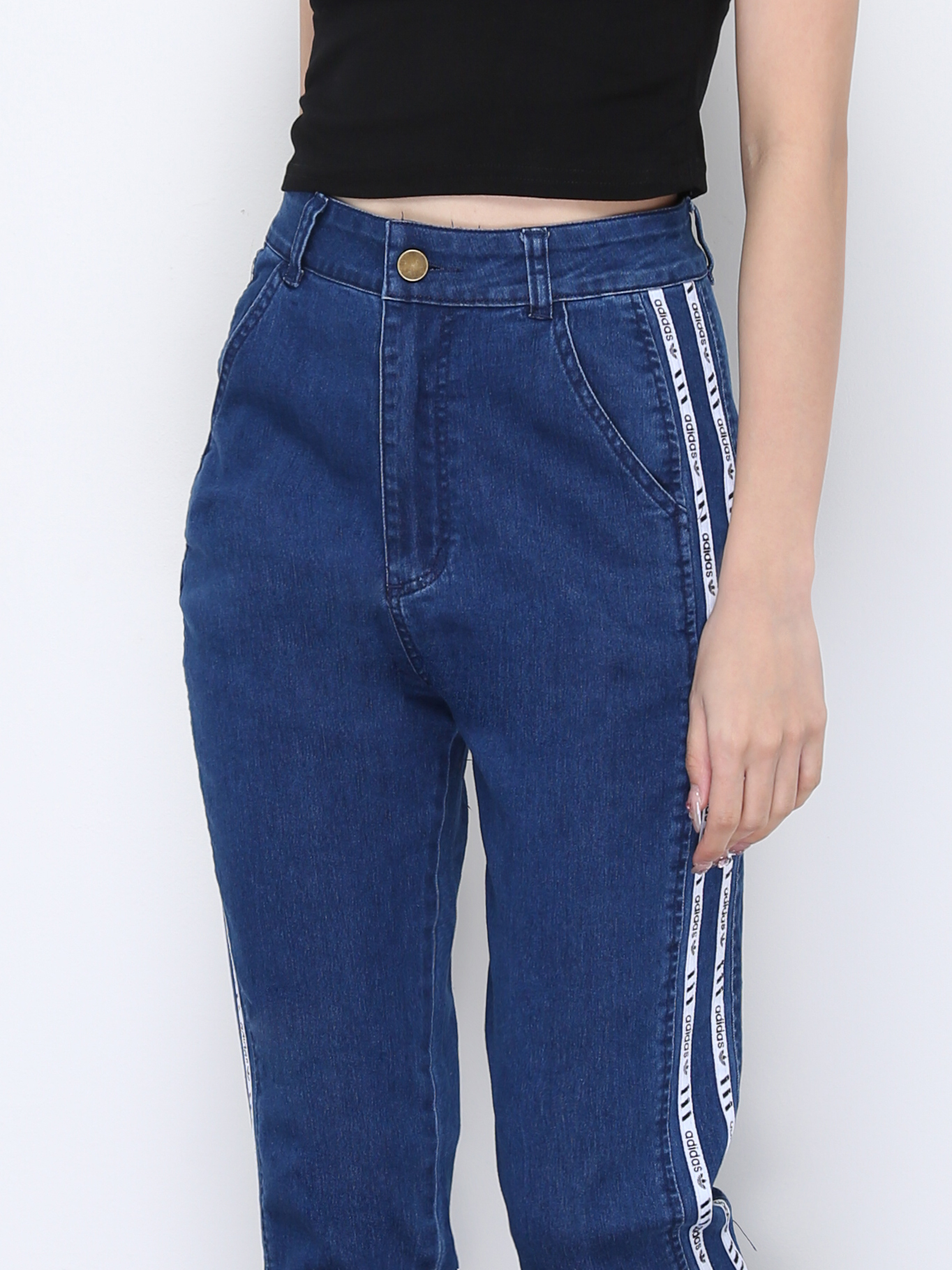 Denim Side Line With Font Long Pants 20664