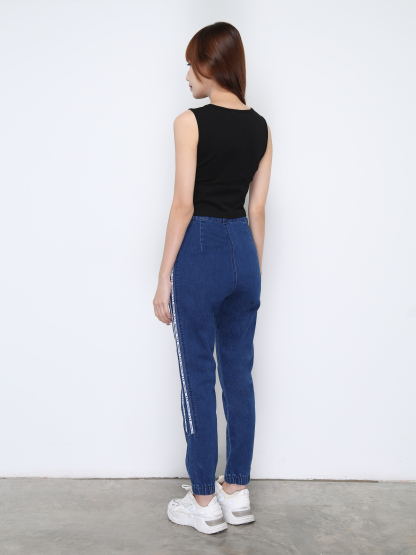Denim Side Line With Font Long Pants 20664