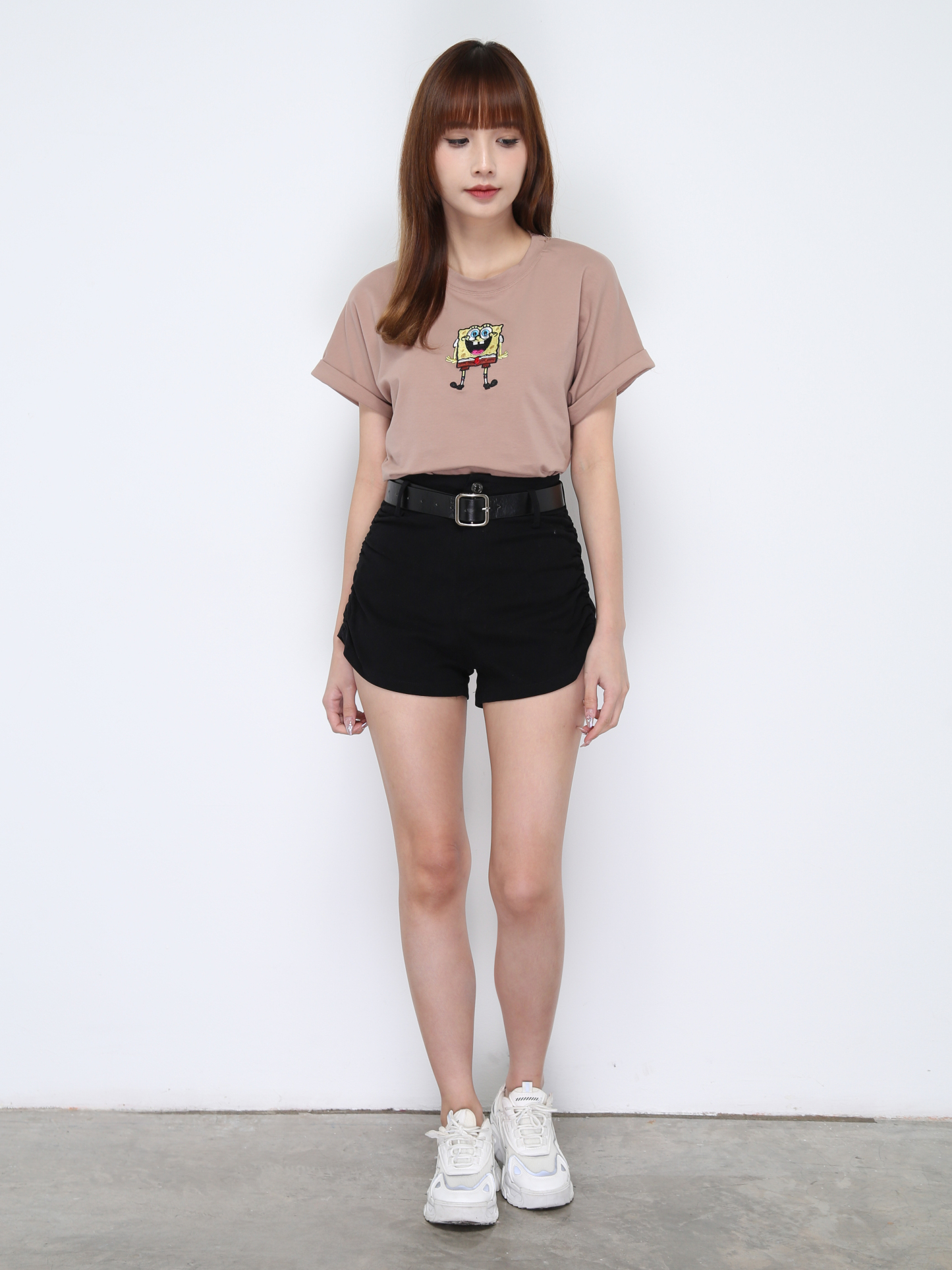 Side Pleated With Belt Short Pants 20601