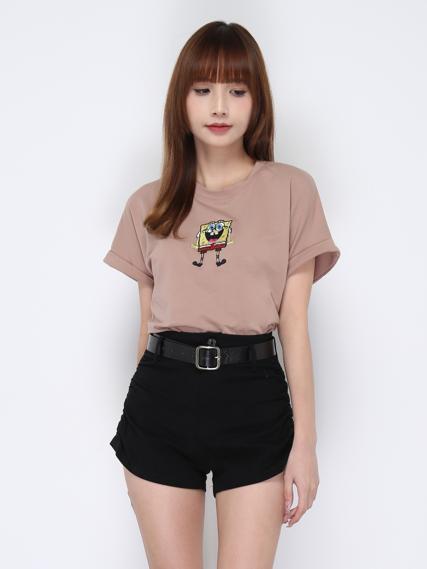 Side Pleated With Belt Short Pants 20601