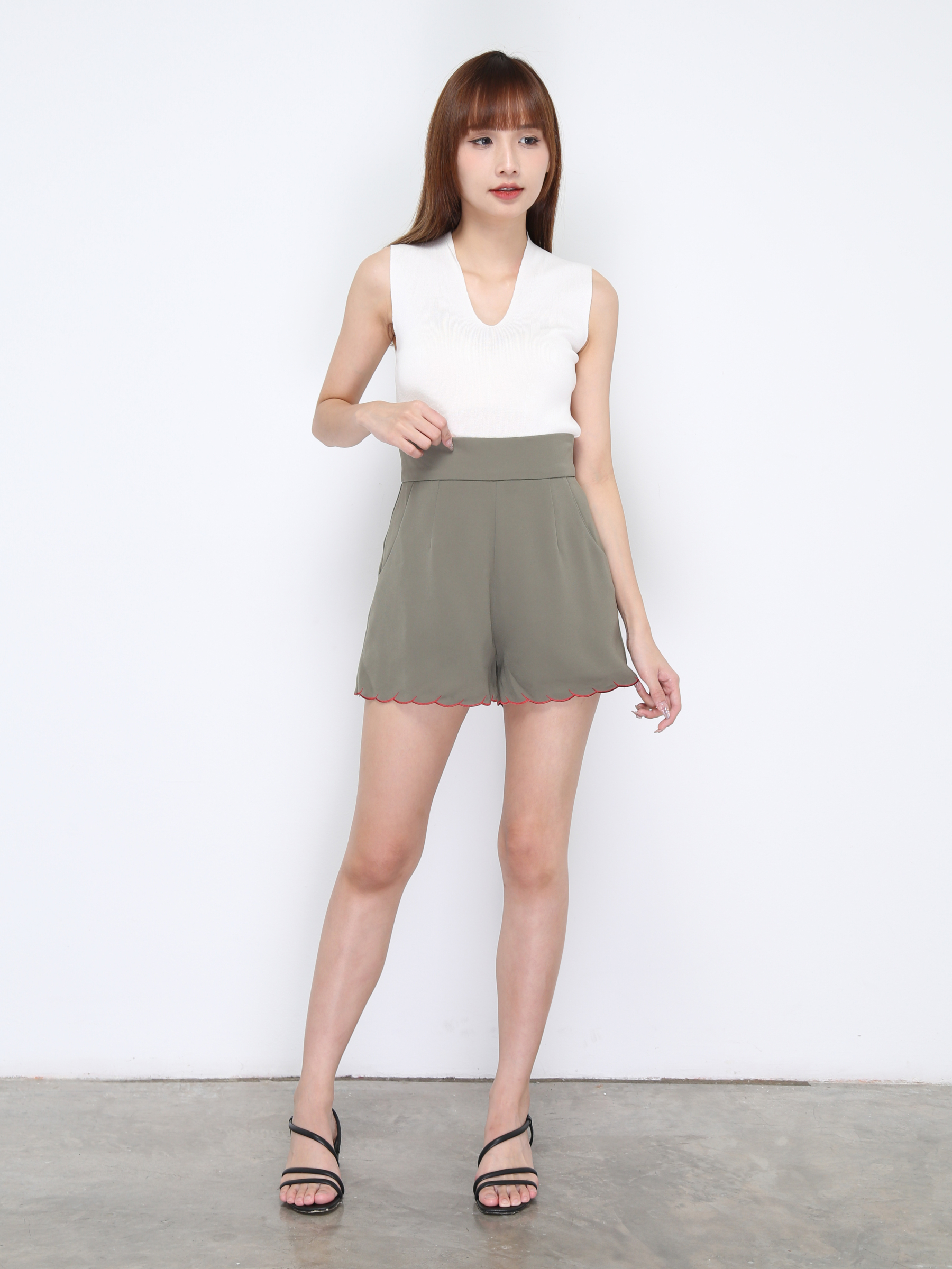 High Waist Side Pocket Short Pant 20288