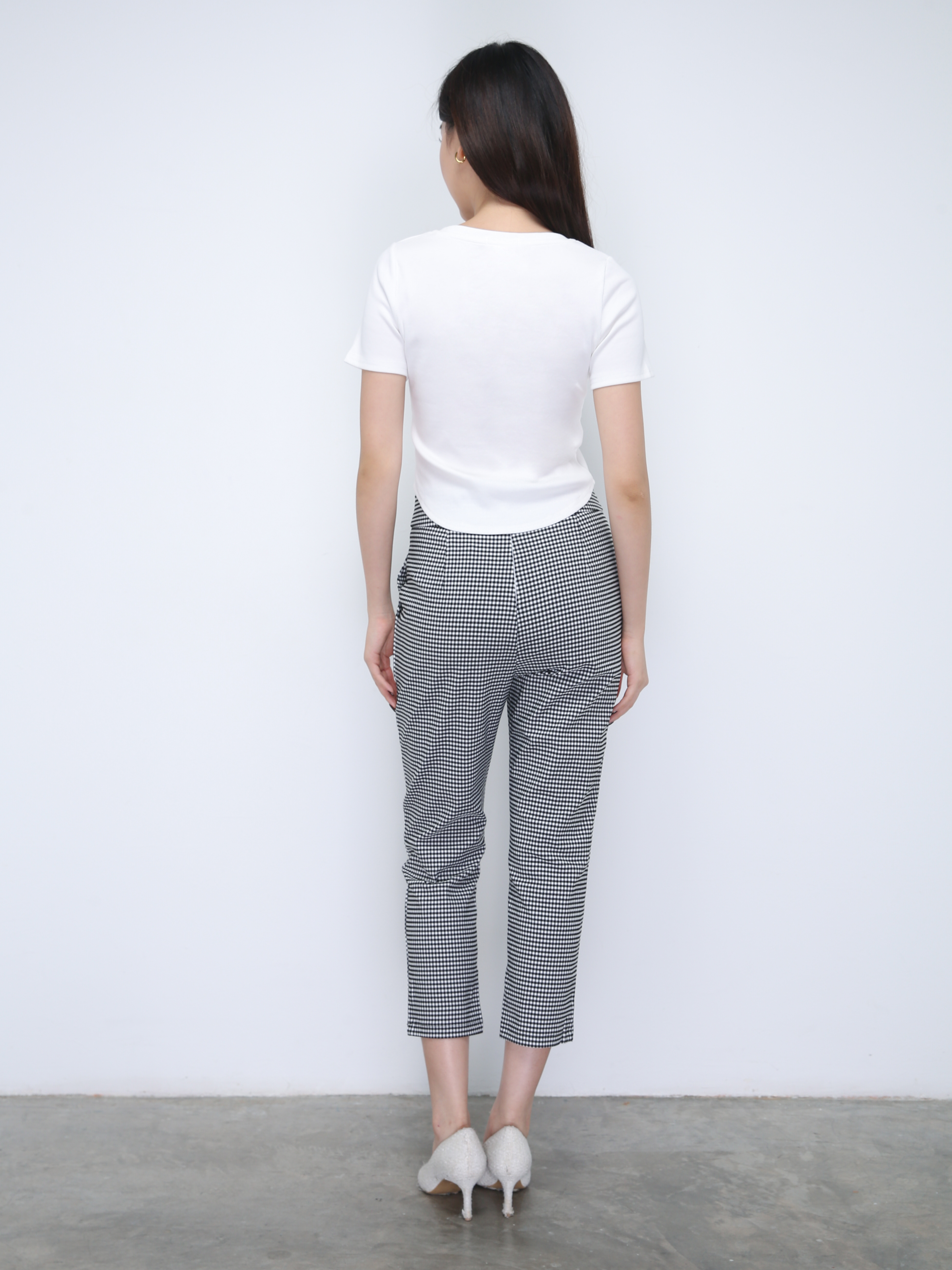 V Neck Short Sleeve Plain Top 21848