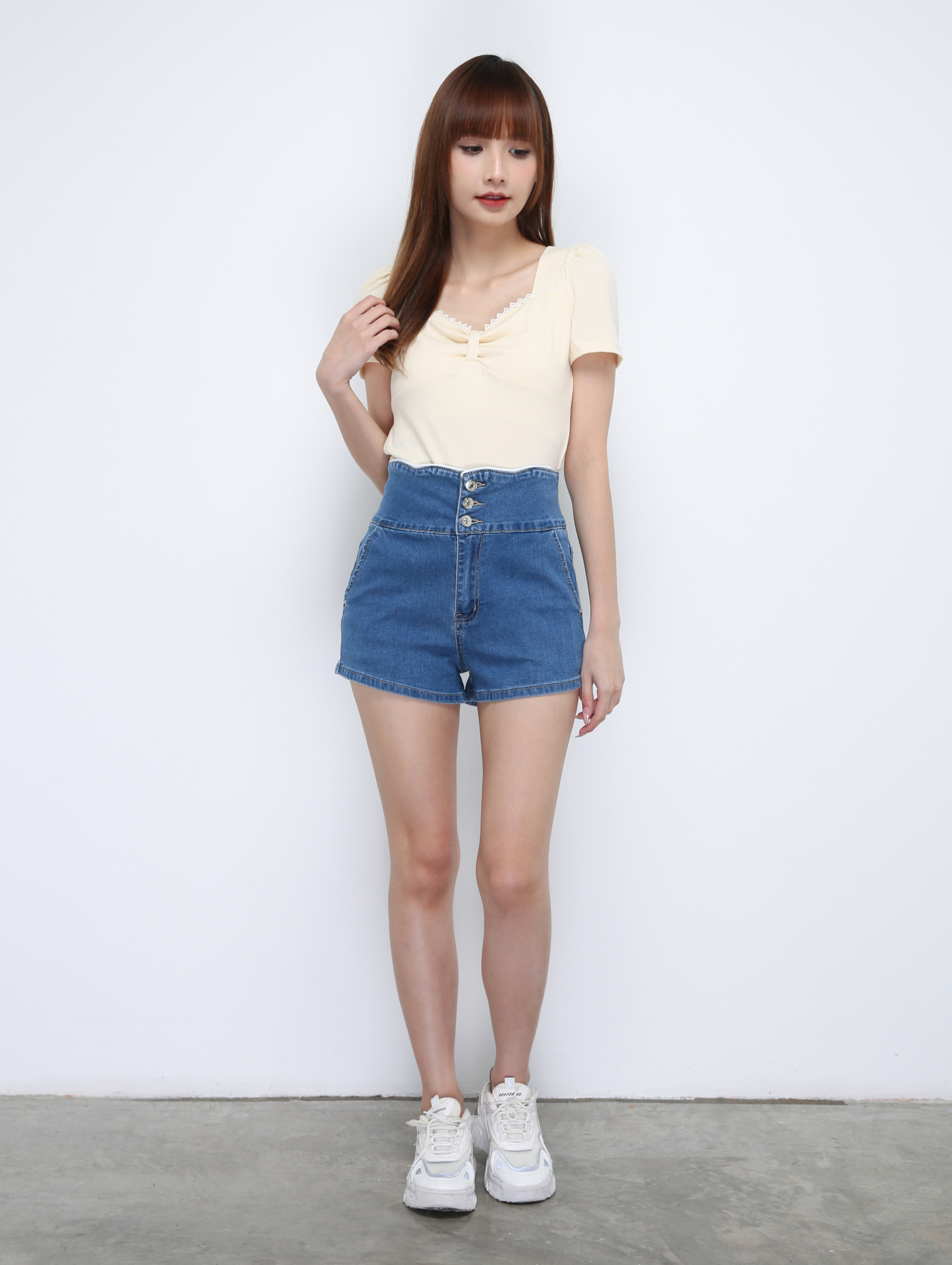 Ribbon Pleated With Lace Top 21560
