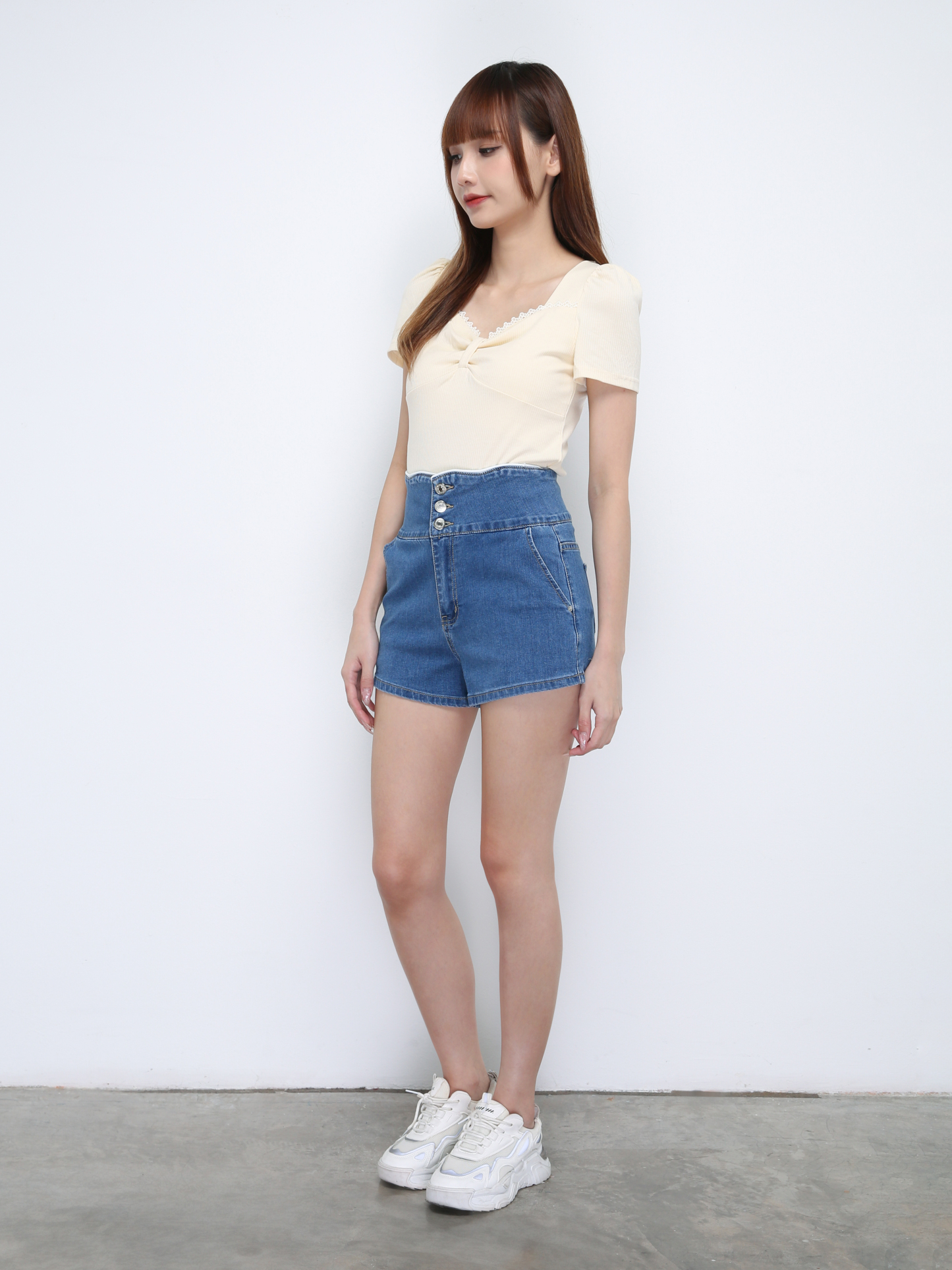 Ribbon Pleated With Lace Top 21560
