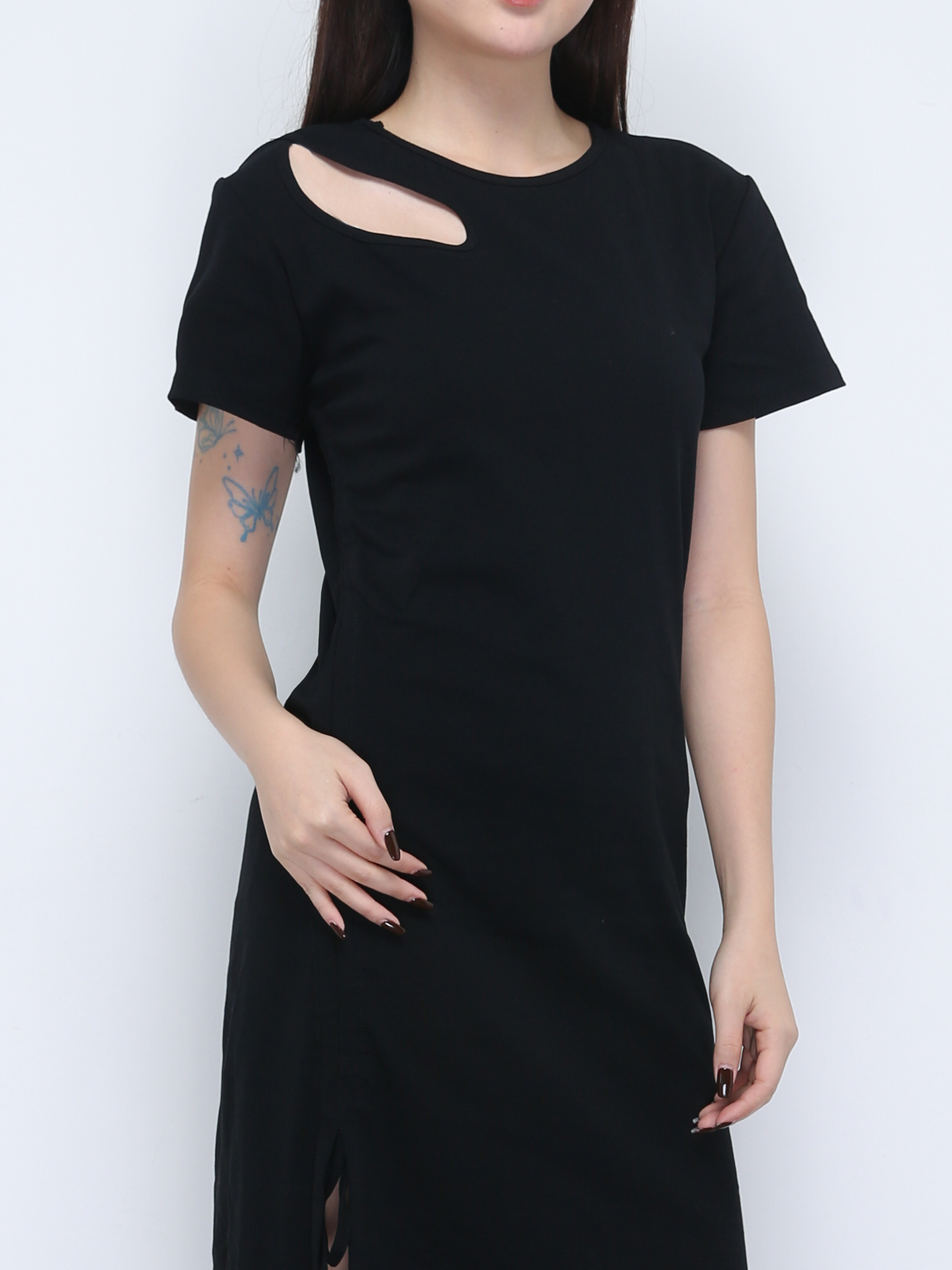 Fake Two Piece With Side Drawstring Dress 21893
