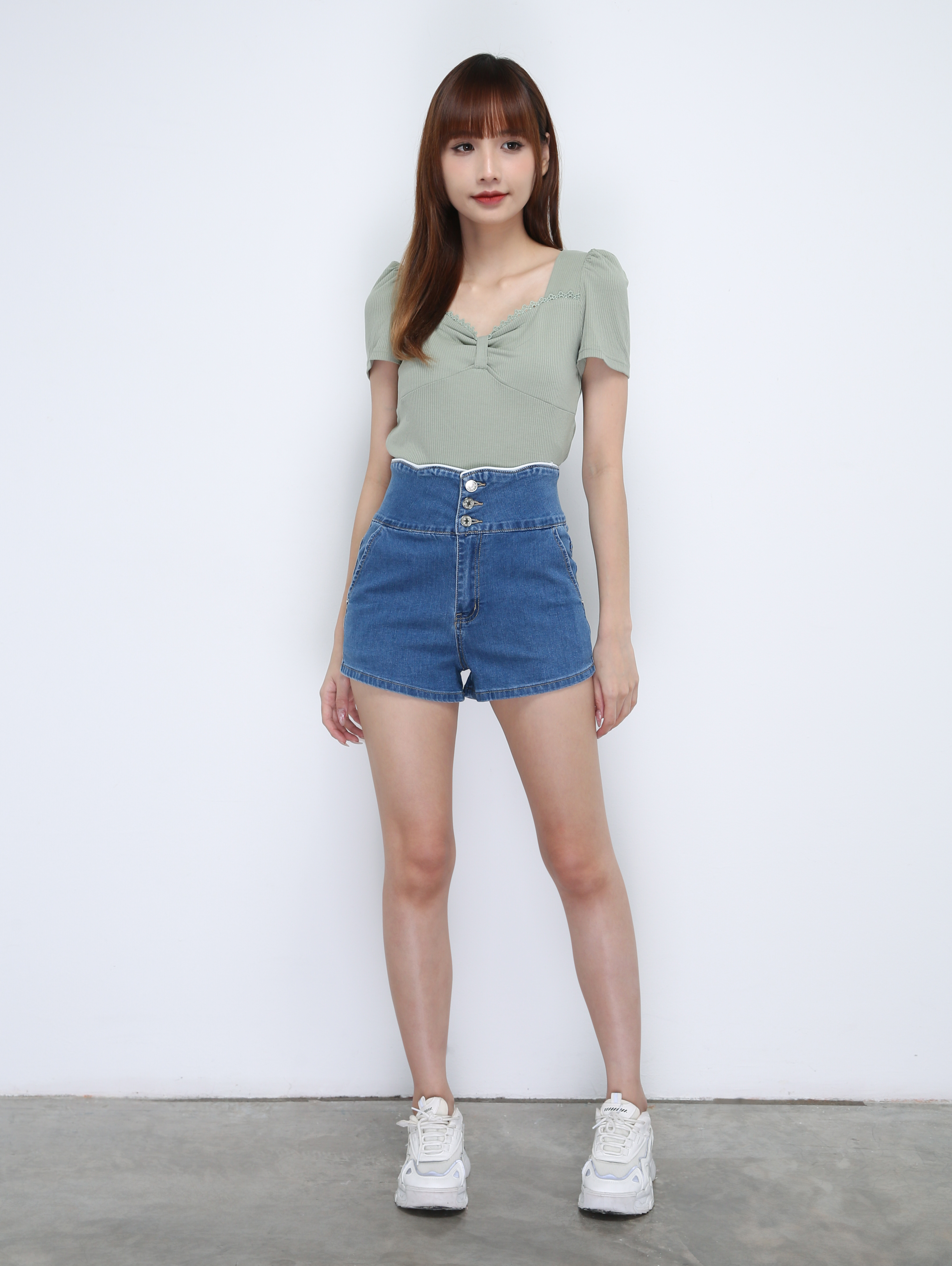 Ribbon Pleated With Lace Top 21560