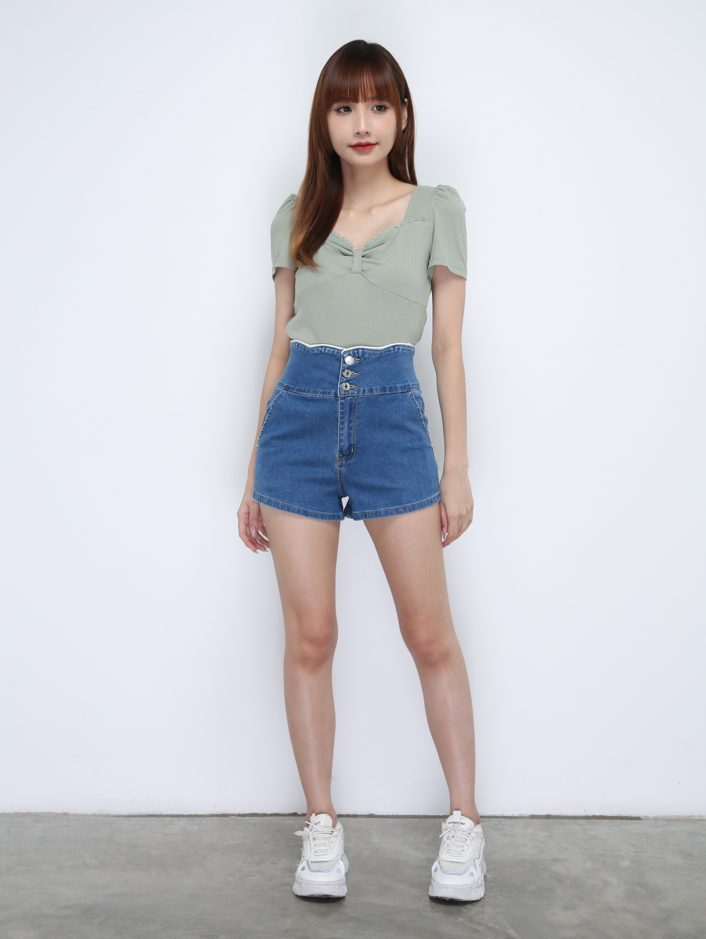 Ribbon Pleated With Lace Top 21560