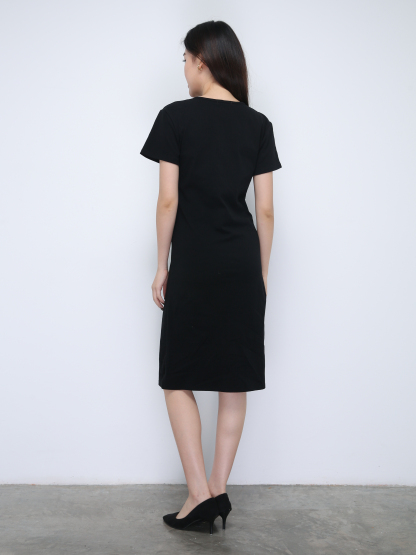 Fake Two Piece With Side Drawstring Dress 21893