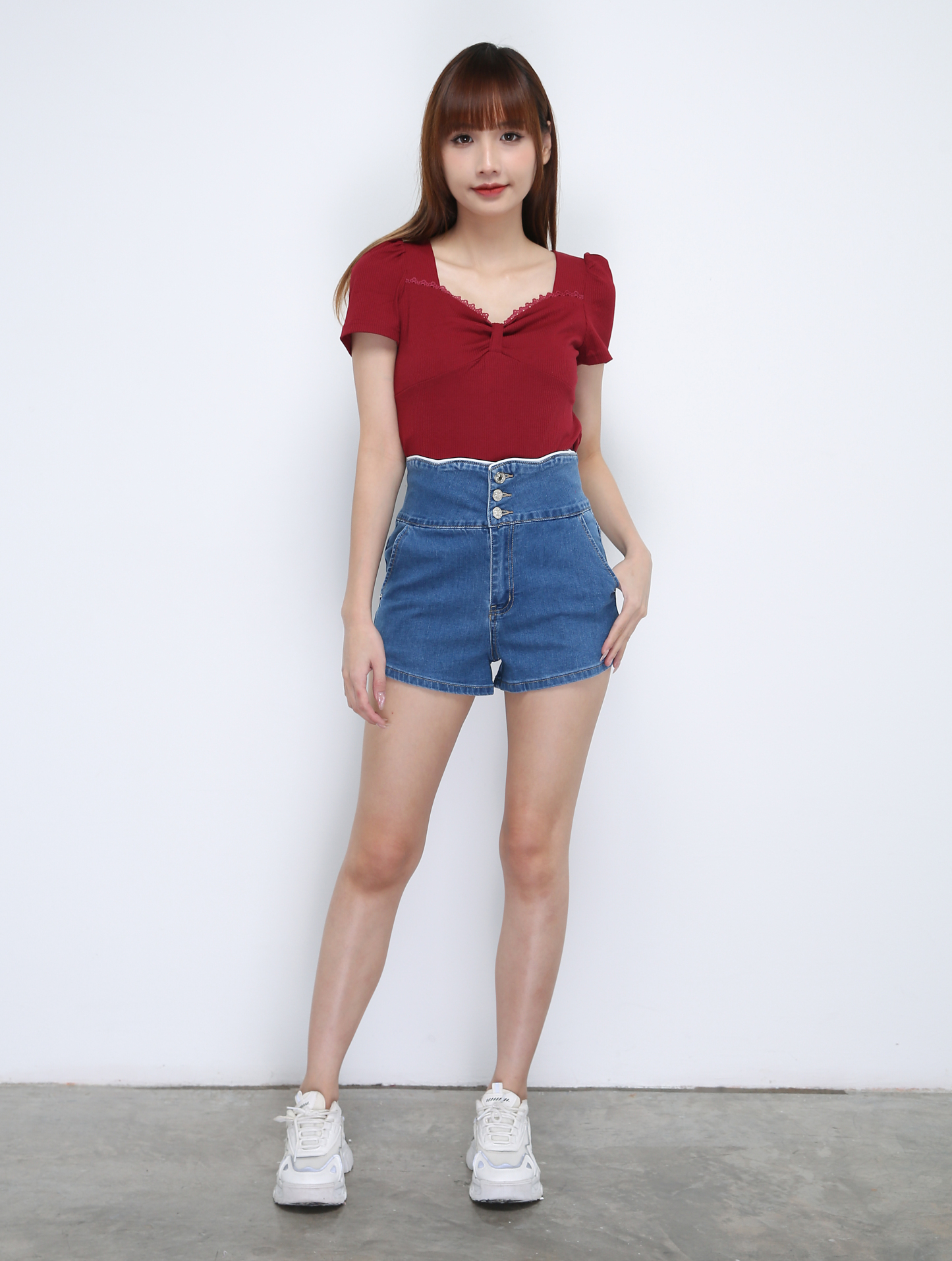 Ribbon Pleated With Lace Top 21560