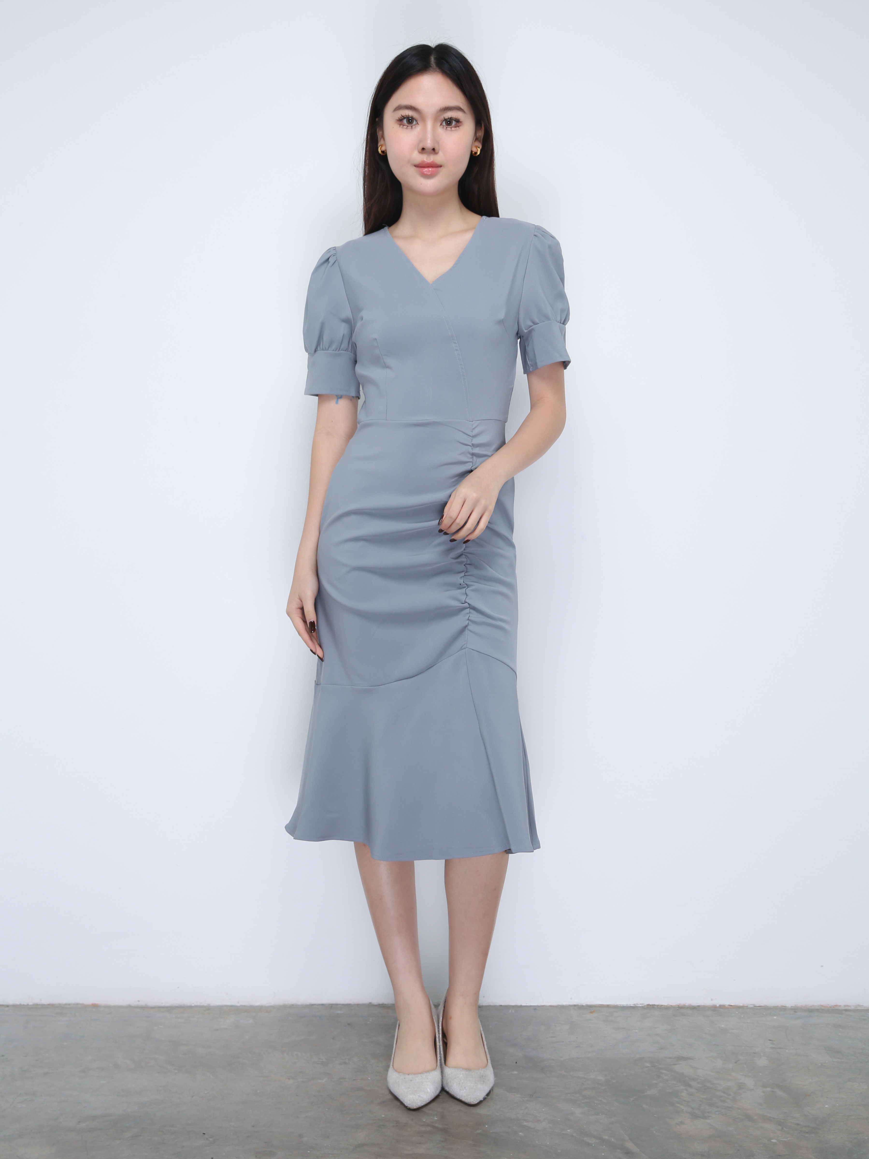 Pleated Side Pocket Fish Tail Dress 21877