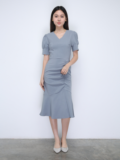 Pleated Side Pocket Fish Tail Dress 21877