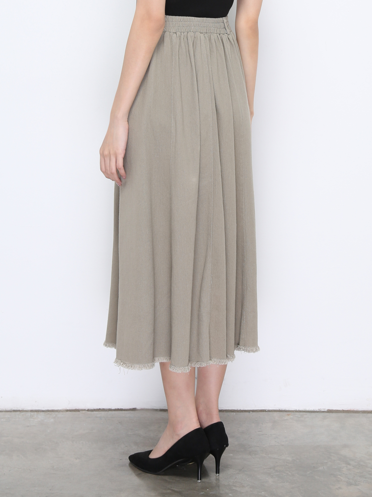 A Line Two Side Slit Long Skirt 19935