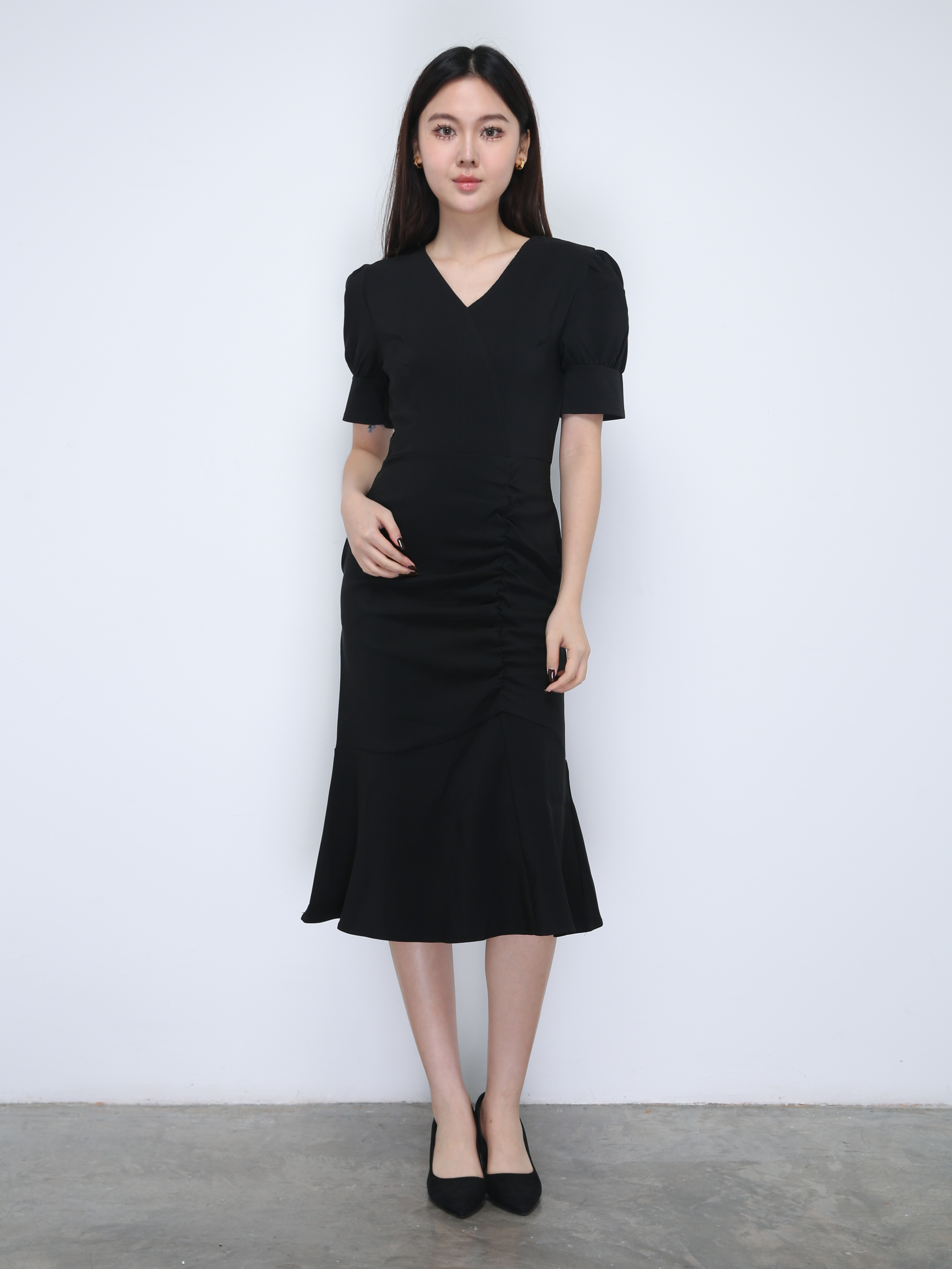 Pleated Side Pocket Fish Tail Dress 21877