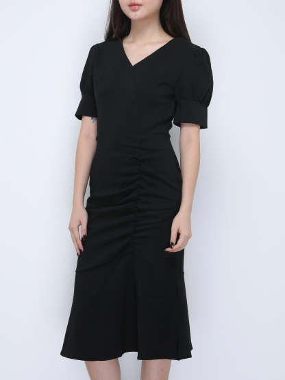 Pleated Side Pocket Fish Tail Dress 21877