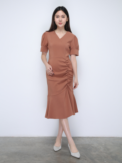 Pleated Side Pocket Fish Tail Dress 21877