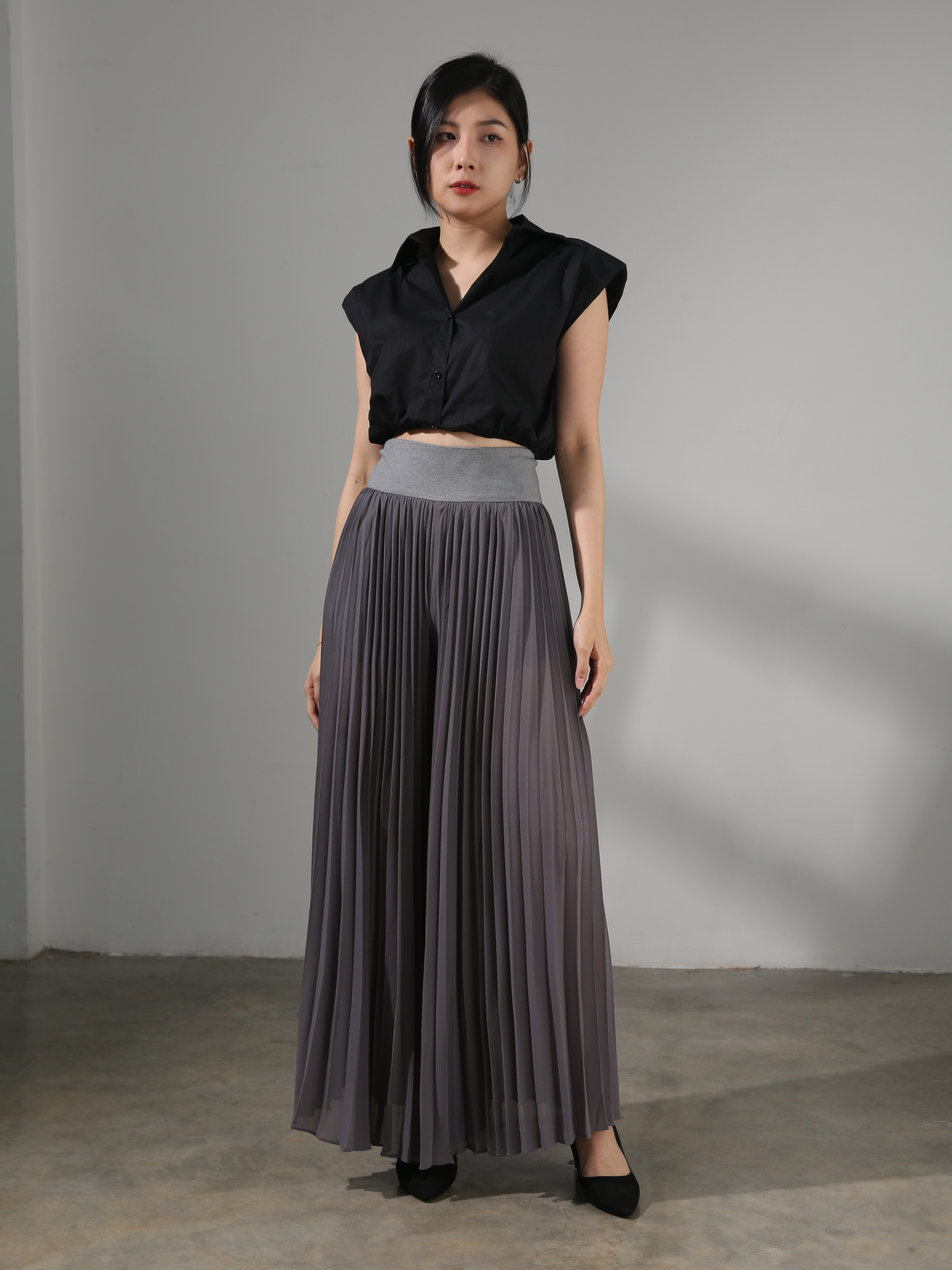 High Waist Pleated Long Pants AC417