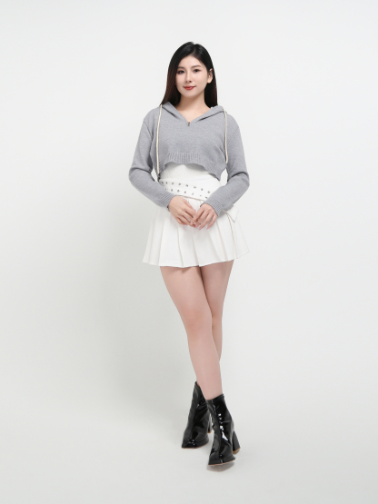 With Cap Front Zip Top Set 45152