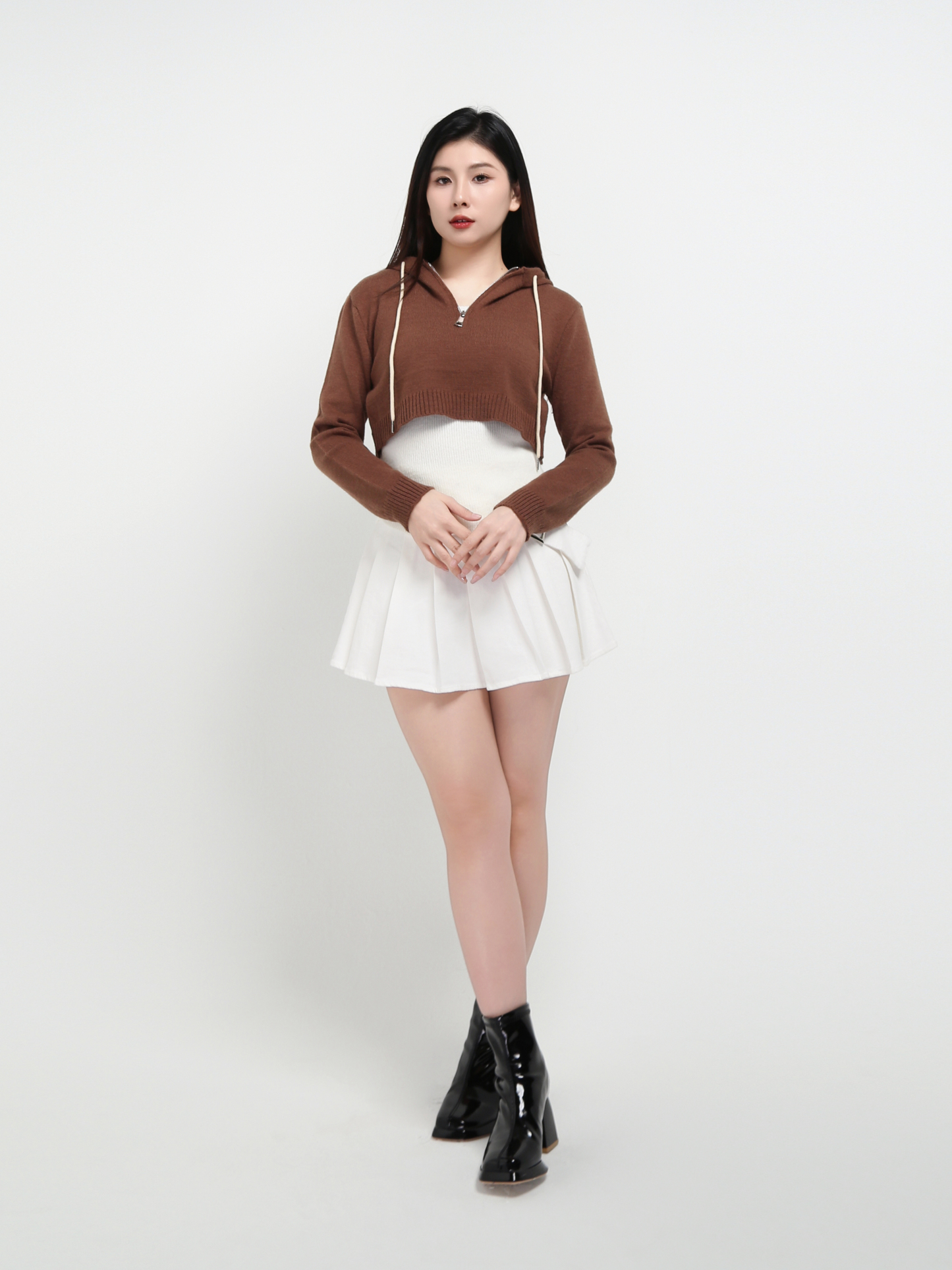 With Cap Front Zip Top Set 45152