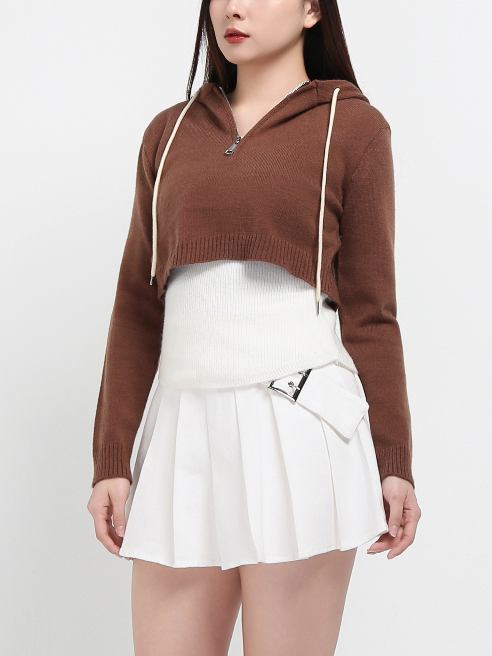 With Cap Front Zip Top Set 45152