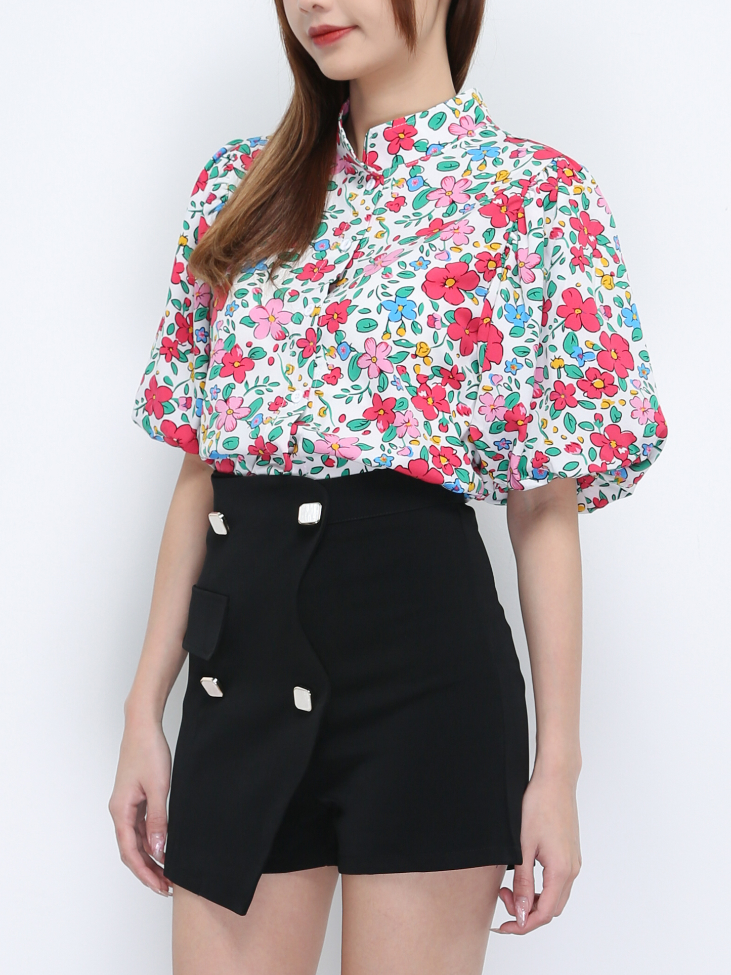Floral Puff Sleeve Top 21432