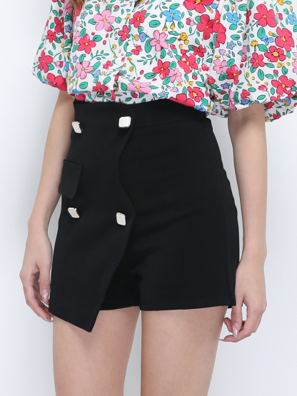 High Waist Square Button Skirt Pants 21516