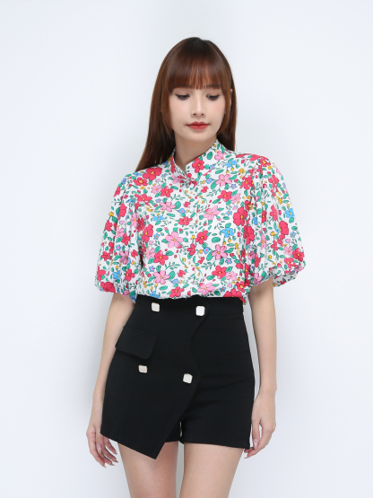 High Waist Square Button Skirt Pants 21516