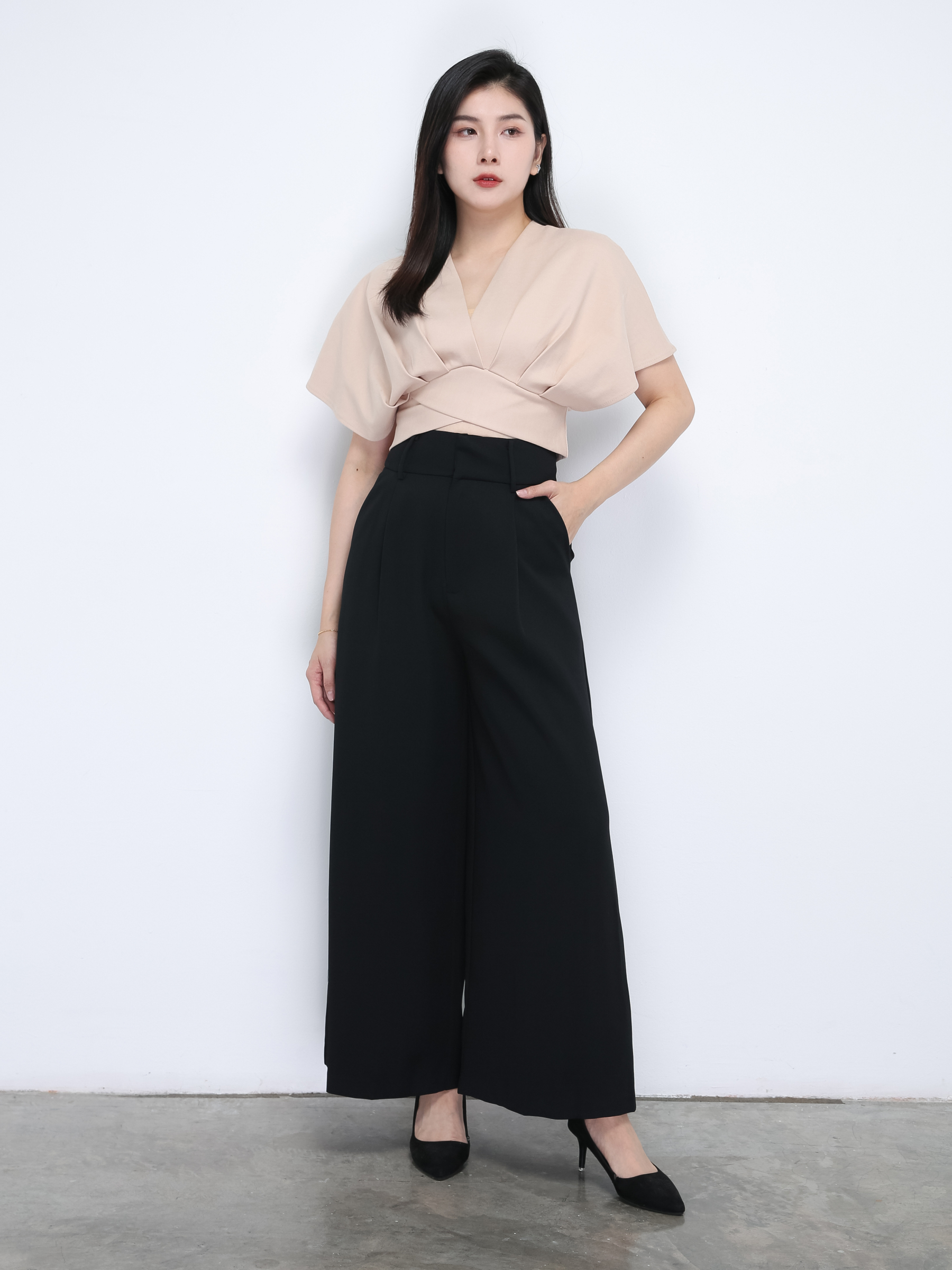 High Waist Side Pocket Long Pants 35725