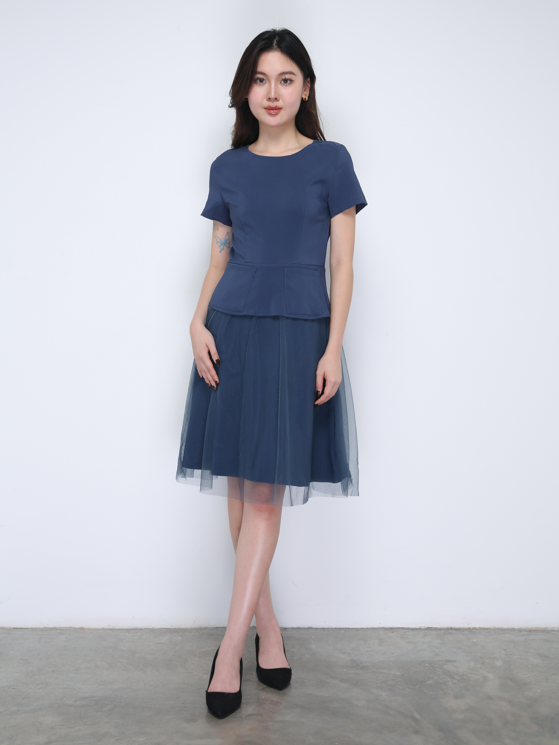 Short Sleeve Back Zip Dress 36313