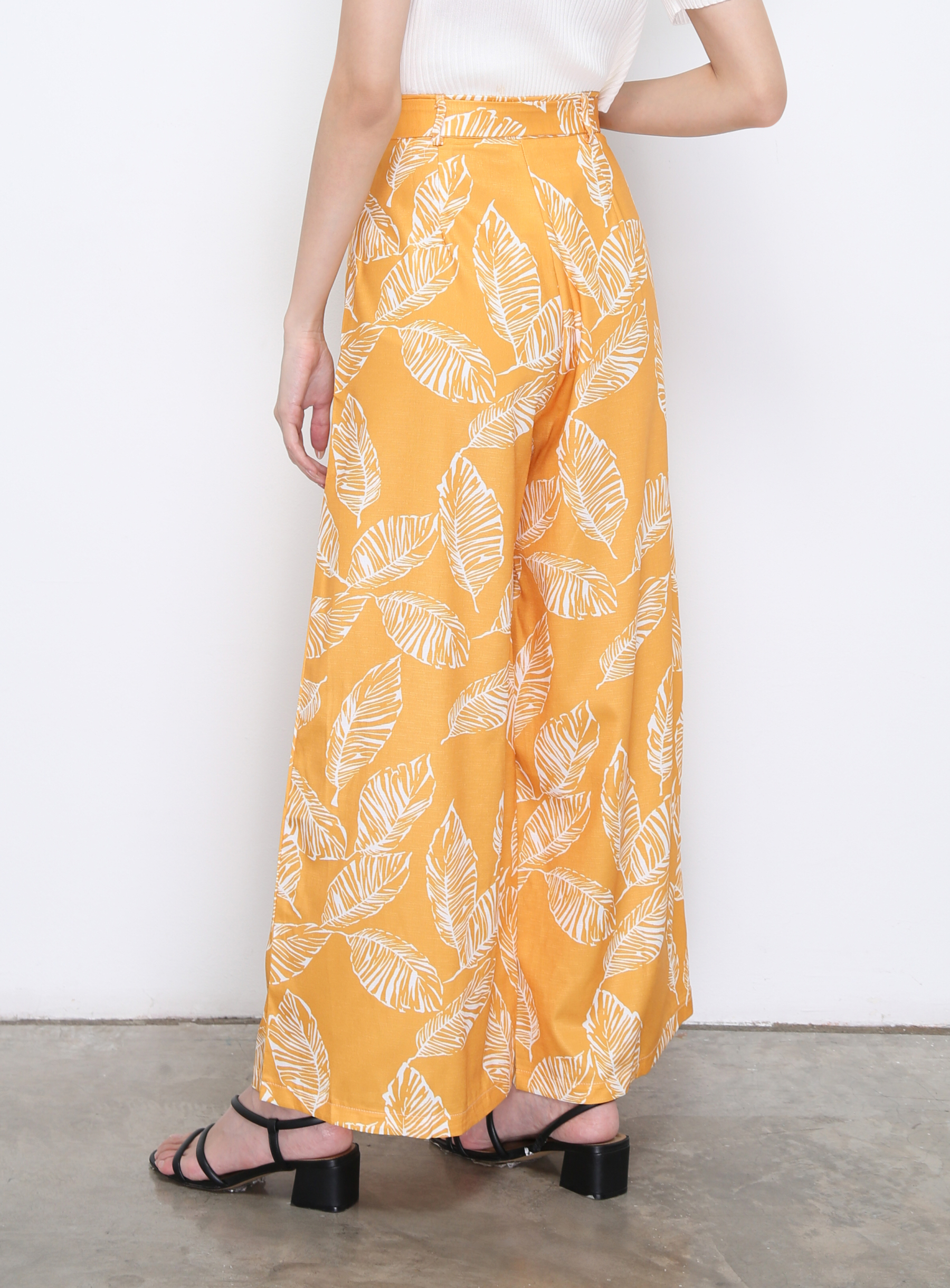 High Waist With Leaf With Belt Long Pants 20889
