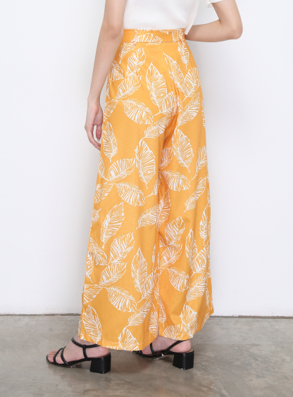 High Waist With Leaf With Belt Long Pants 20889