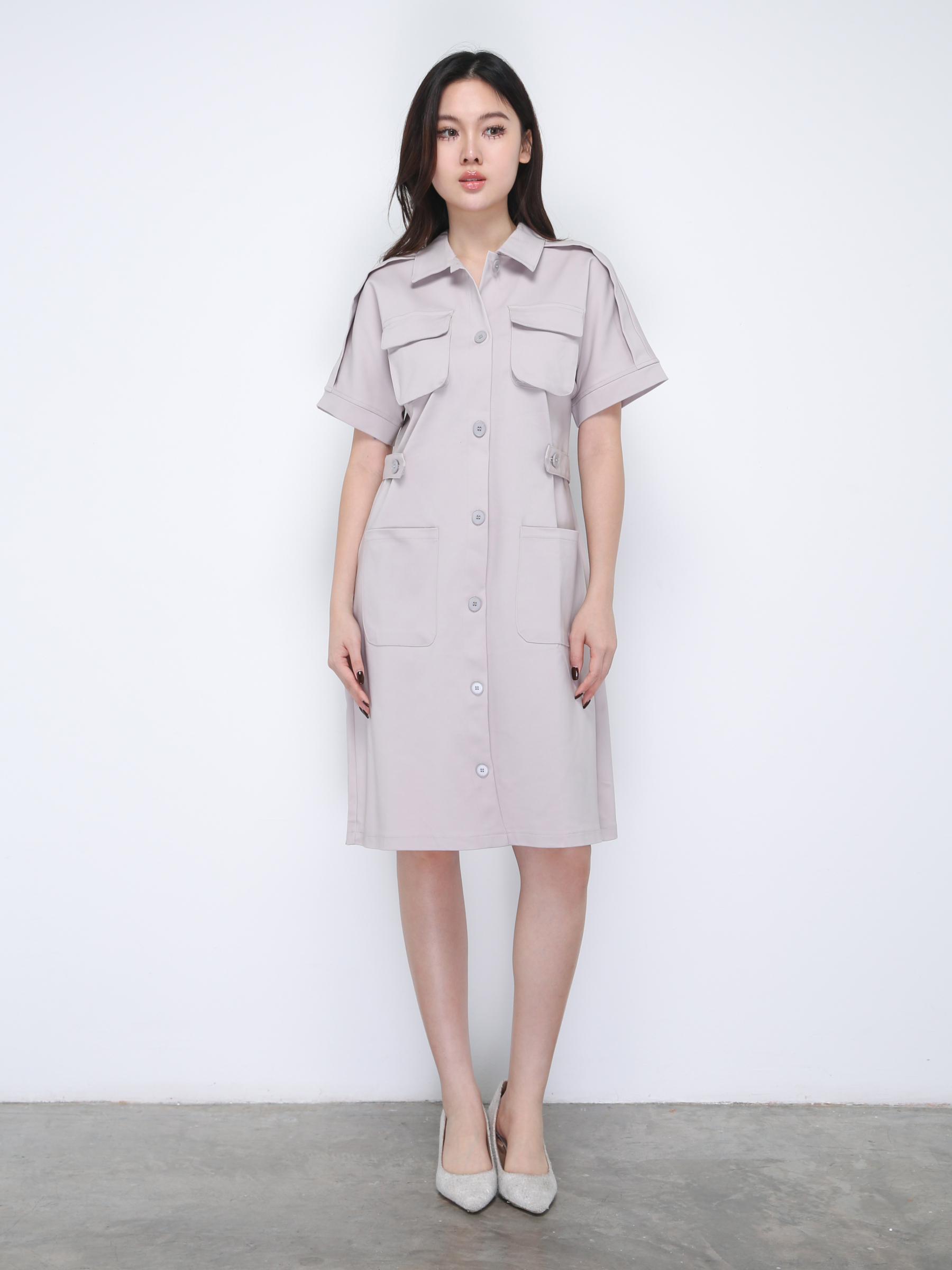 Short Sleeve Front Button Dress 36021