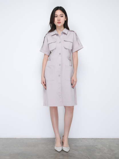 Short Sleeve Front Button Dress 36021